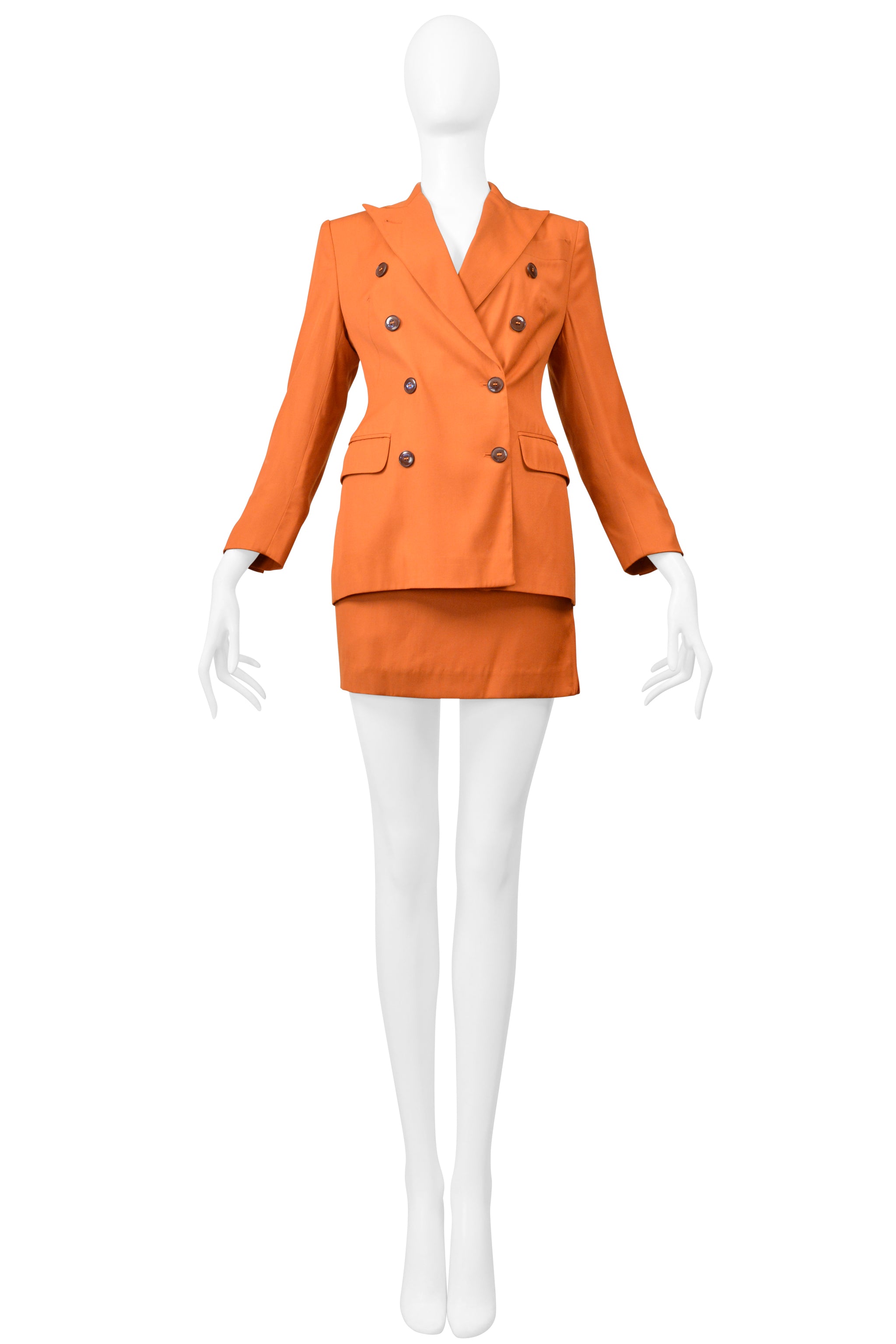 JEAN PAUL GAULTIER ORANGE WOOL SKIRT SUIT ENSEMBLE