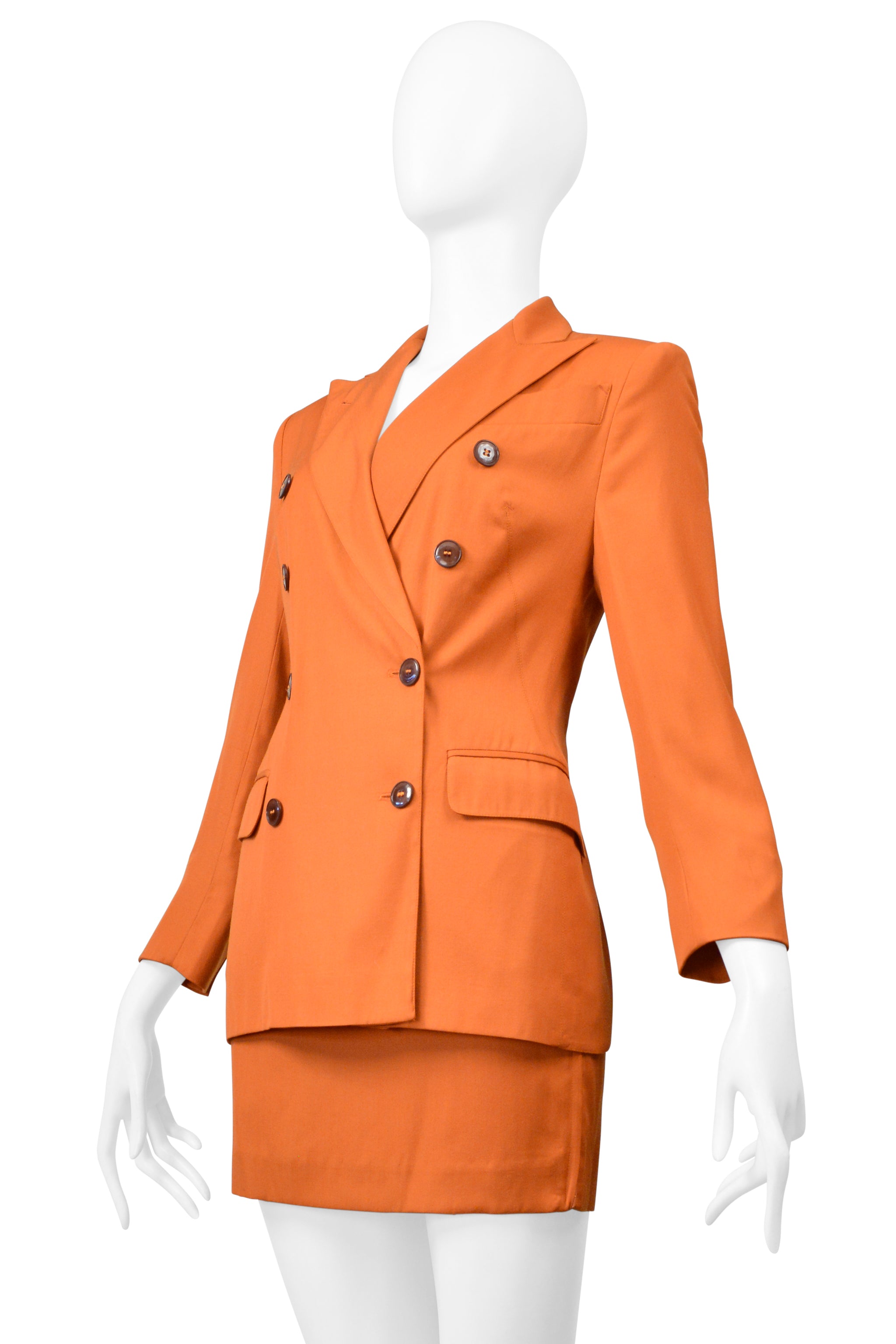 JEAN PAUL GAULTIER ORANGE WOOL SKIRT SUIT ENSEMBLE