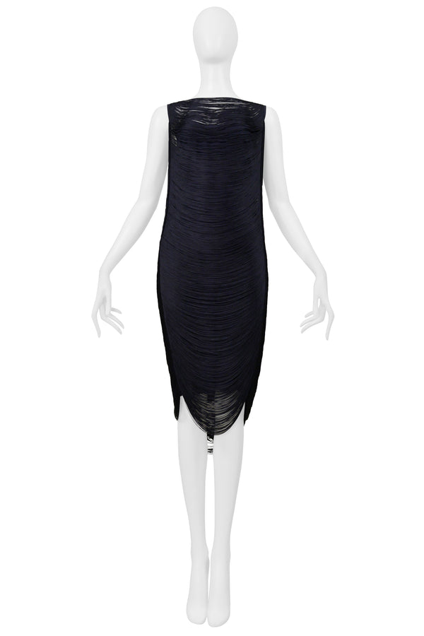 JIL SANDER BY RAF SIMONS BLACK FRINGE DRESS 2009