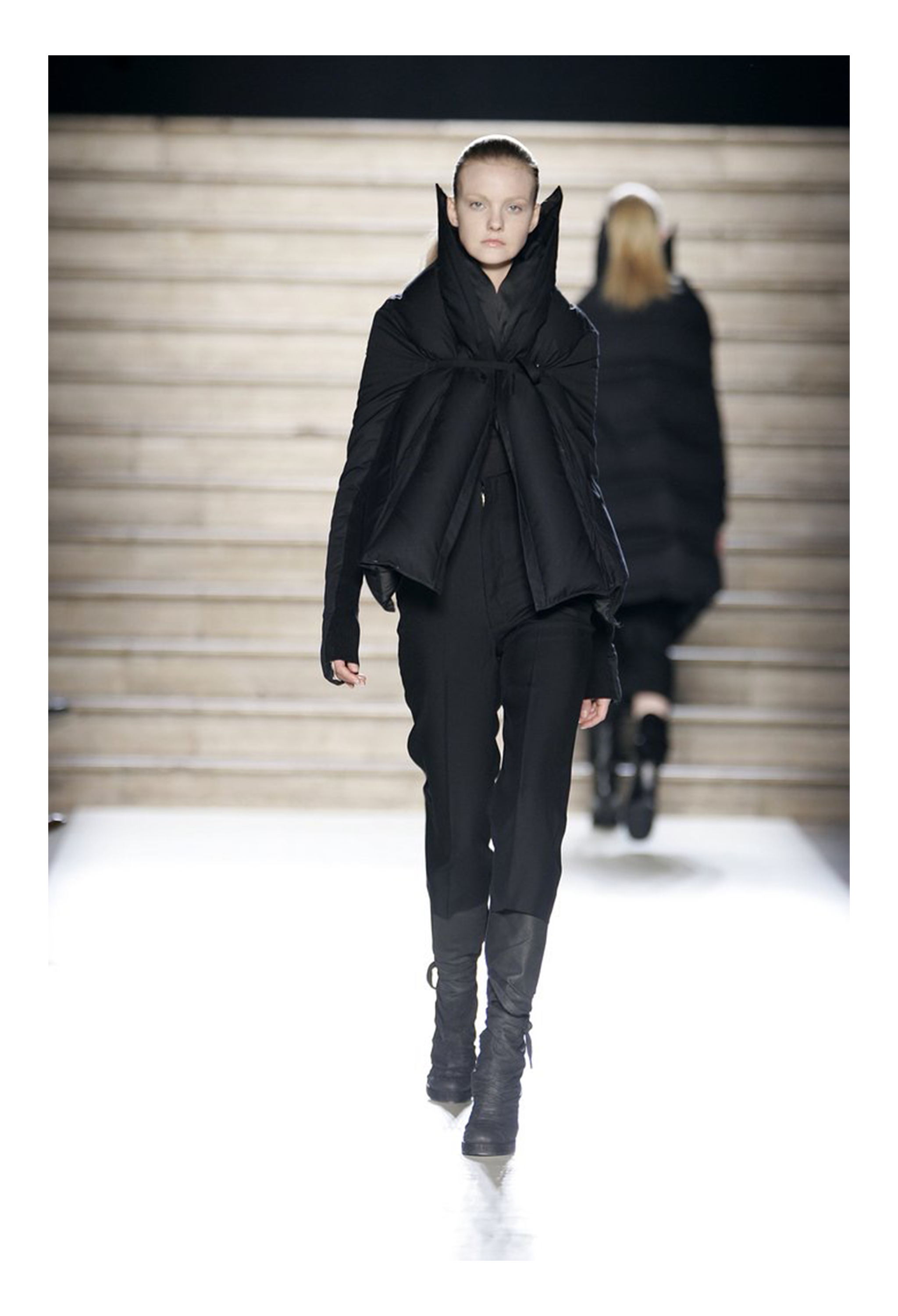 RICK OWENS BLACK SCULPTURAL PUFFER COAT AW 2006