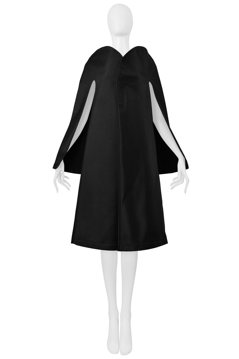 JUNYA BLACK SATIN ARCHITECTURAL EVENING COAT WITH CARRY CASE 1999-2000