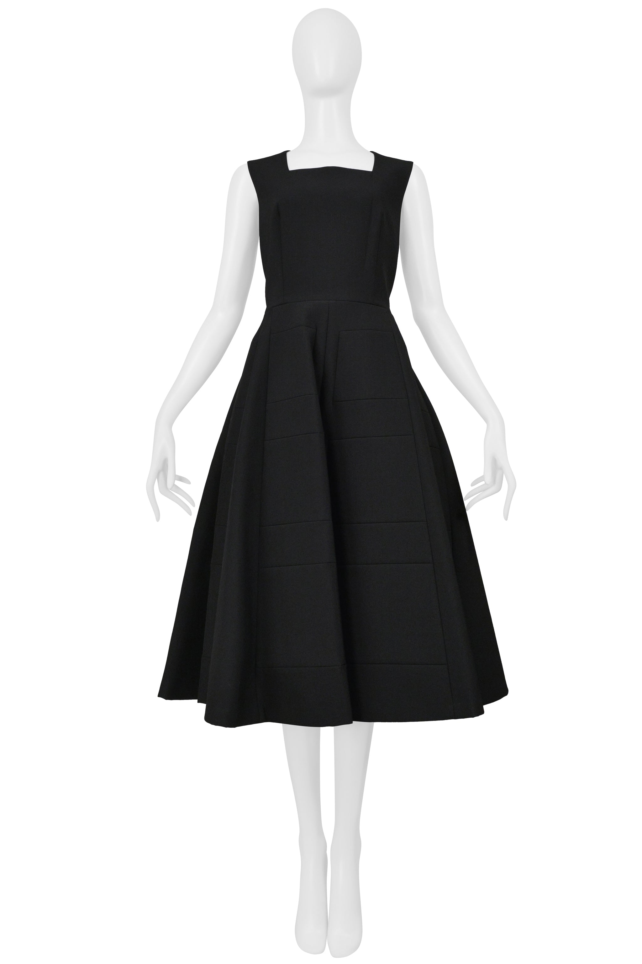 JUNYA WATANABE BLACK NEOPRENE  PARTY DRESS WITH GEOMETRIC STITCHING 1999-2000