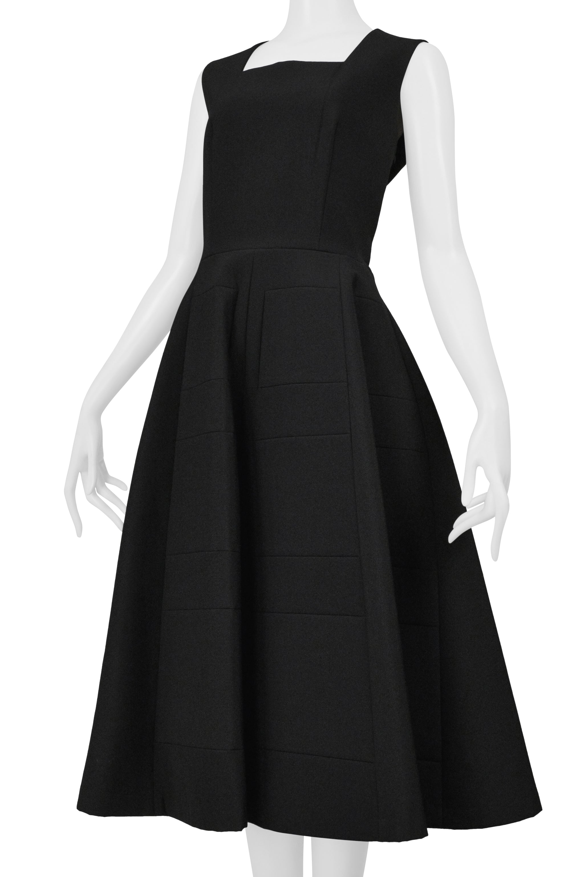 JUNYA WATANABE BLACK NEOPRENE  PARTY DRESS WITH GEOMETRIC STITCHING 1999-2000