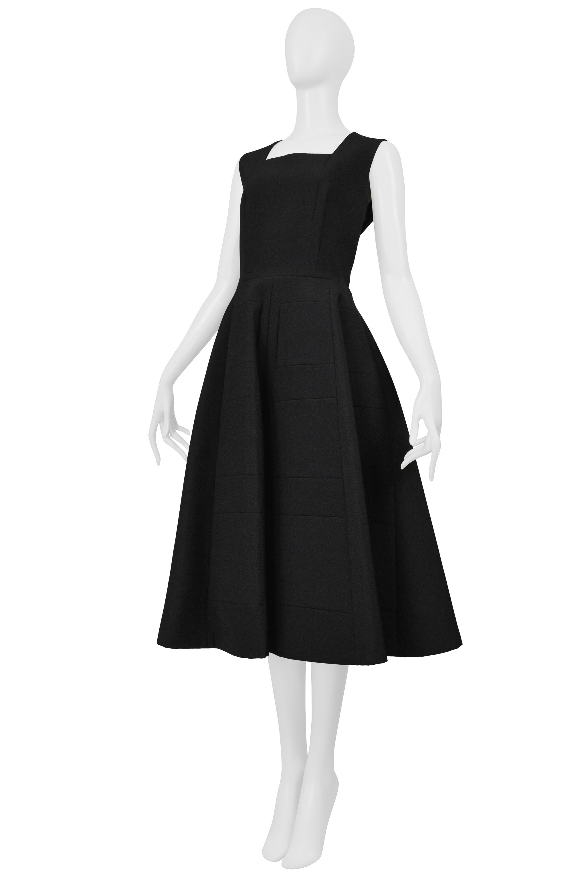 JUNYA WATANABE BLACK NEOPRENE  PARTY DRESS WITH GEOMETRIC STITCHING 1999-2000