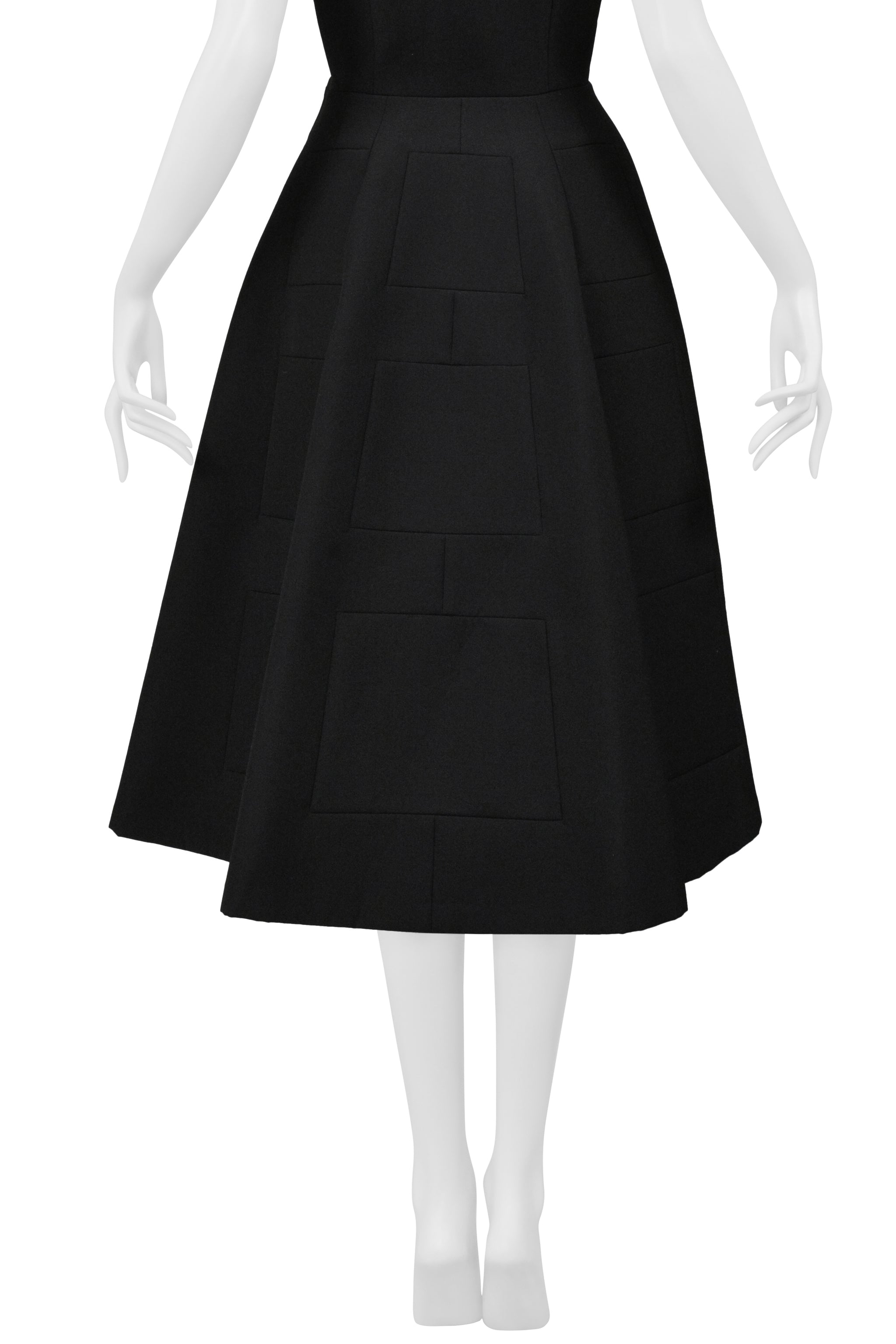 JUNYA WATANABE BLACK NEOPRENE  PARTY DRESS WITH GEOMETRIC STITCHING 1999-2000