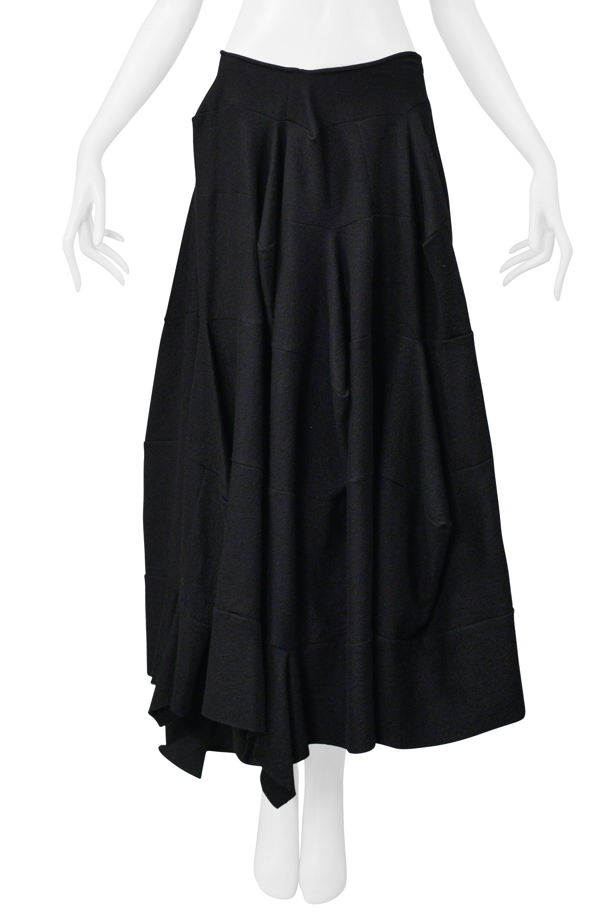 JUNYA WATANABE BLACK WOOL LONG BALLOON SKIRT 1999-2000