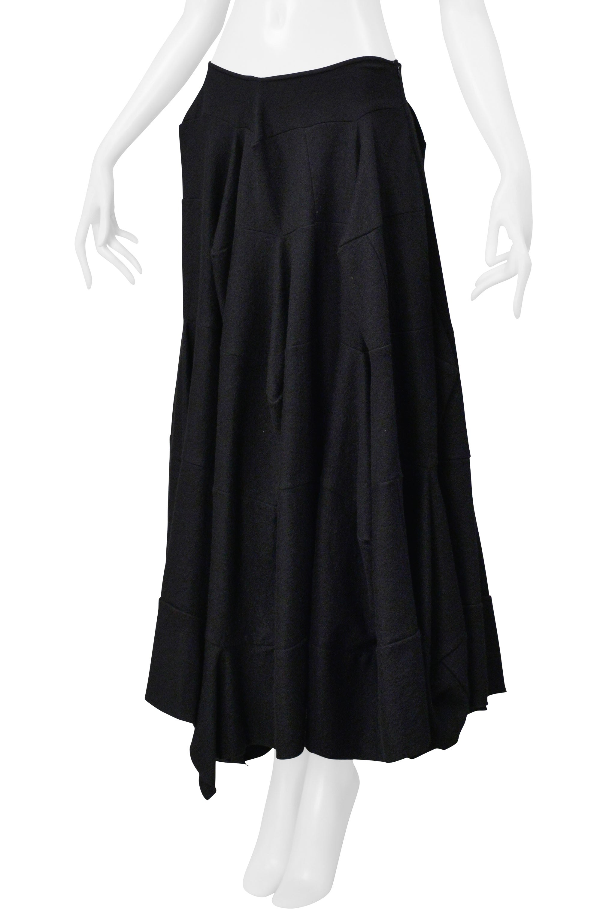 JUNYA WATANABE BLACK WOOL LONG BALLOON SKIRT 1999-2000