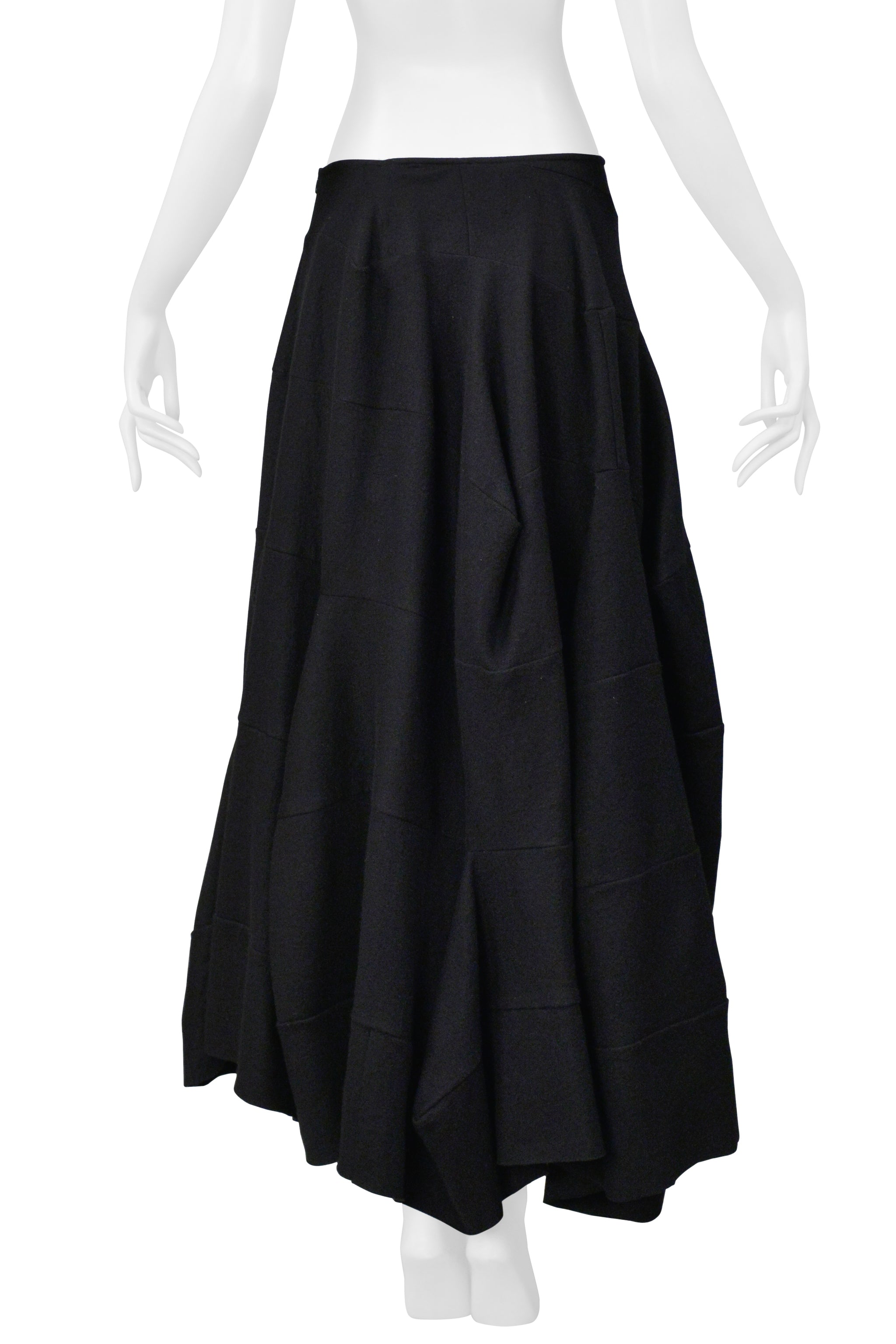 JUNYA WATANABE BLACK WOOL LONG BALLOON SKIRT 1999-2000