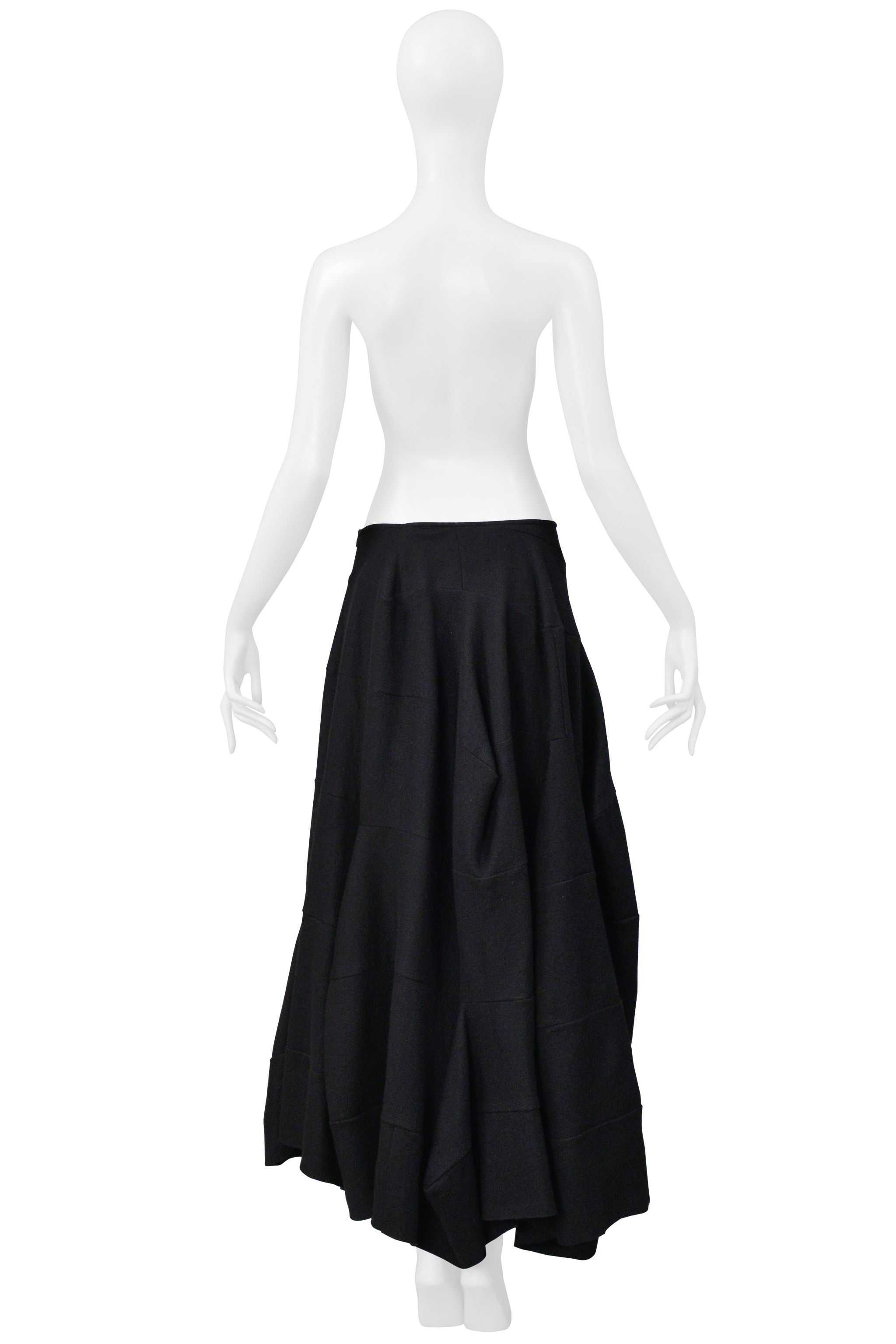 JUNYA WATANABE BLACK WOOL LONG BALLOON SKIRT 1999-2000