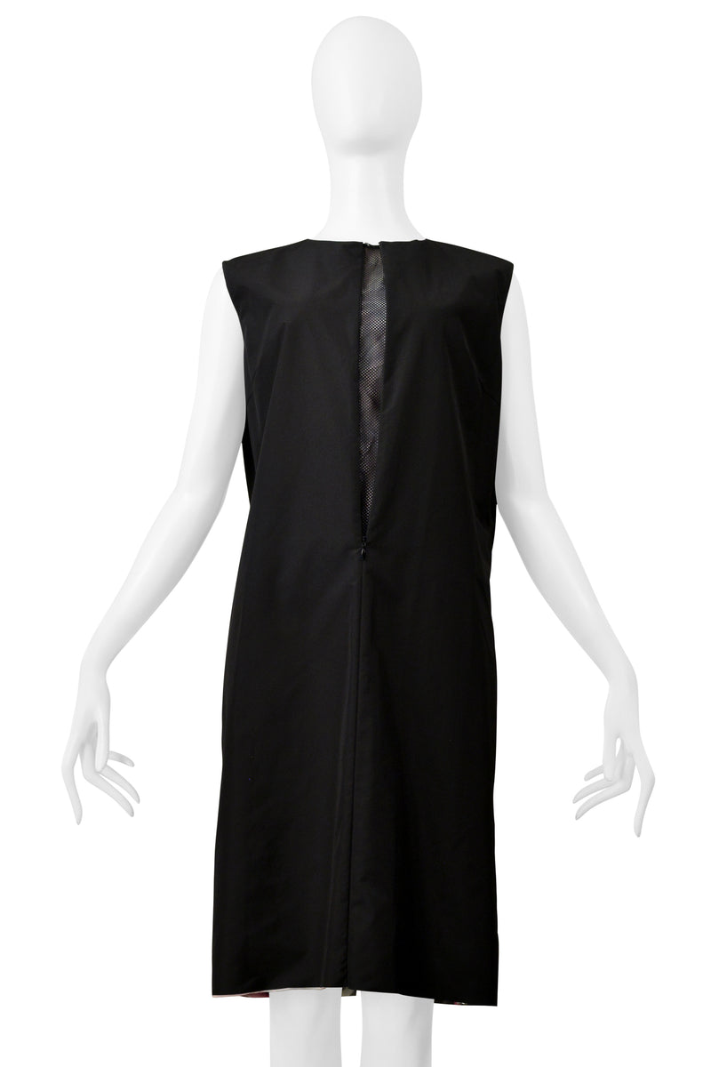 JUNYA WATANABE REVERSIBLE METALLIC FLORAL LAME TECH DRESS WITH  BLACK  & MESH INTERIOR SS 2000