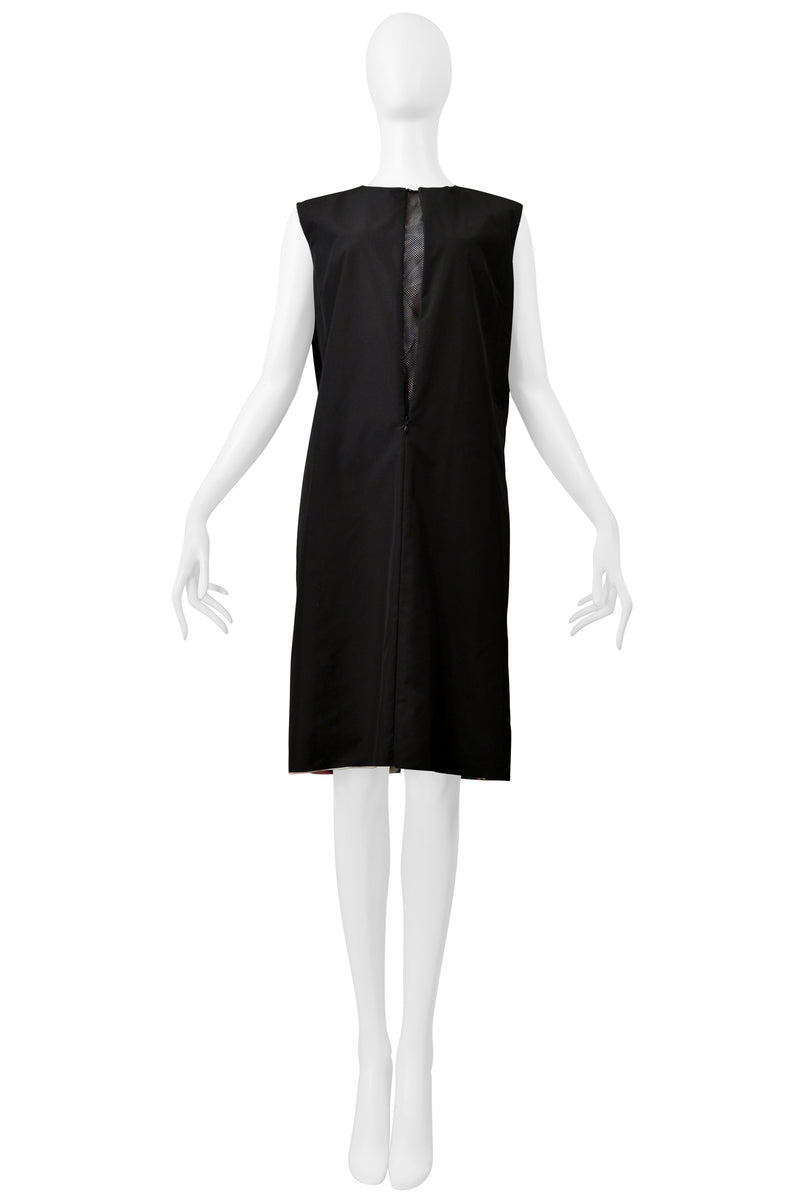 JUNYA WATANABE REVERSIBLE METALLIC FLORAL LAME TECH DRESS WITH  BLACK  & MESH INTERIOR SS 2000