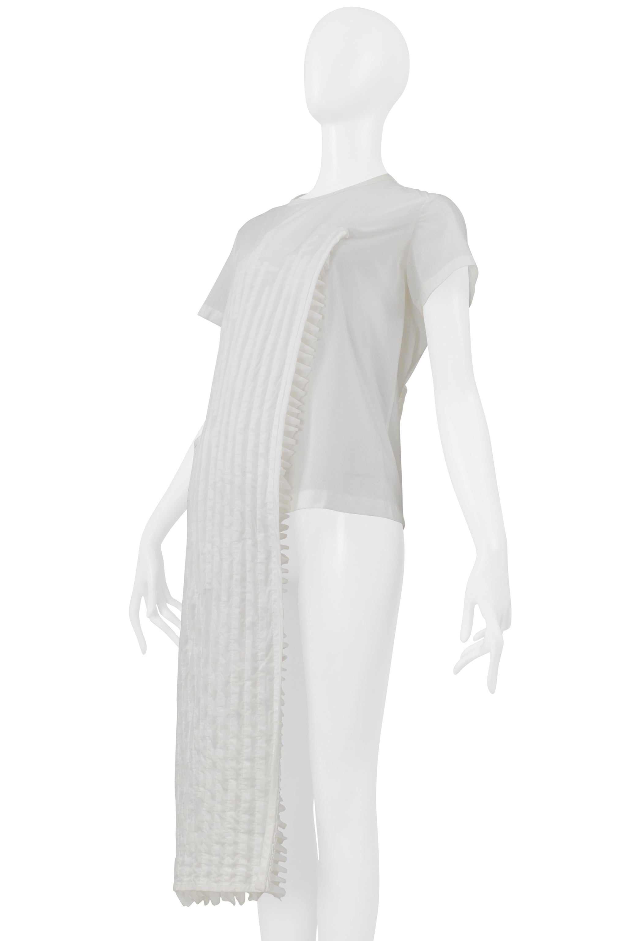 JUNYA WATANABE WHITE T-SHIRT WITH INTERIOR RUFFLE OVERLAY 2000