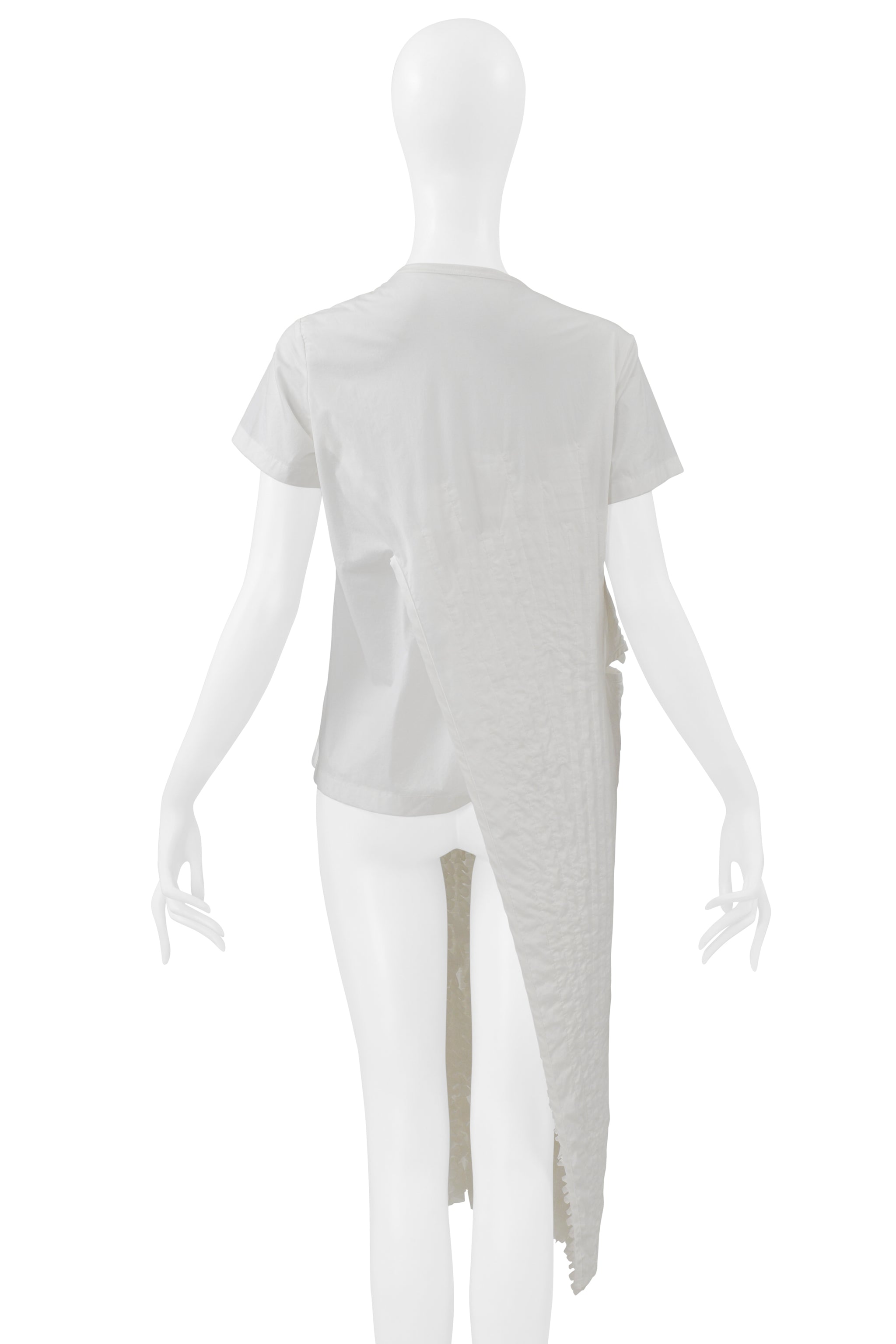 JUNYA WATANABE WHITE T-SHIRT WITH INTERIOR RUFFLE OVERLAY 2000