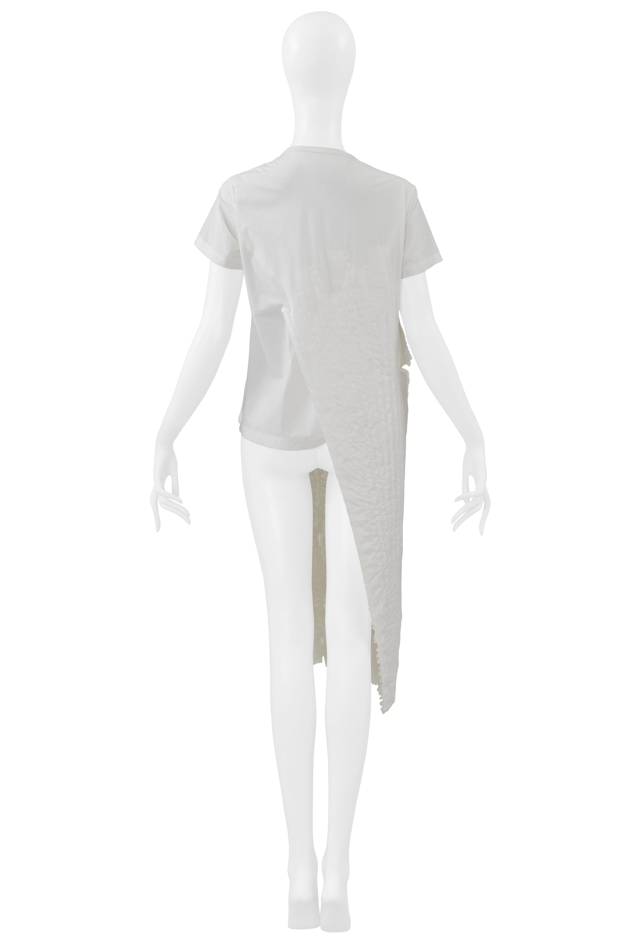 JUNYA WATANABE WHITE T-SHIRT WITH INTERIOR RUFFLE OVERLAY 2000