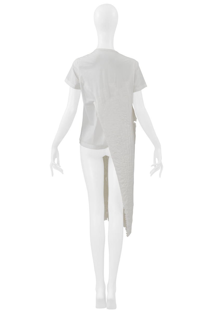 JUNYA WATANABE WHITE T-SHIRT WITH INTERIOR RUFFLE OVERLAY 2000
