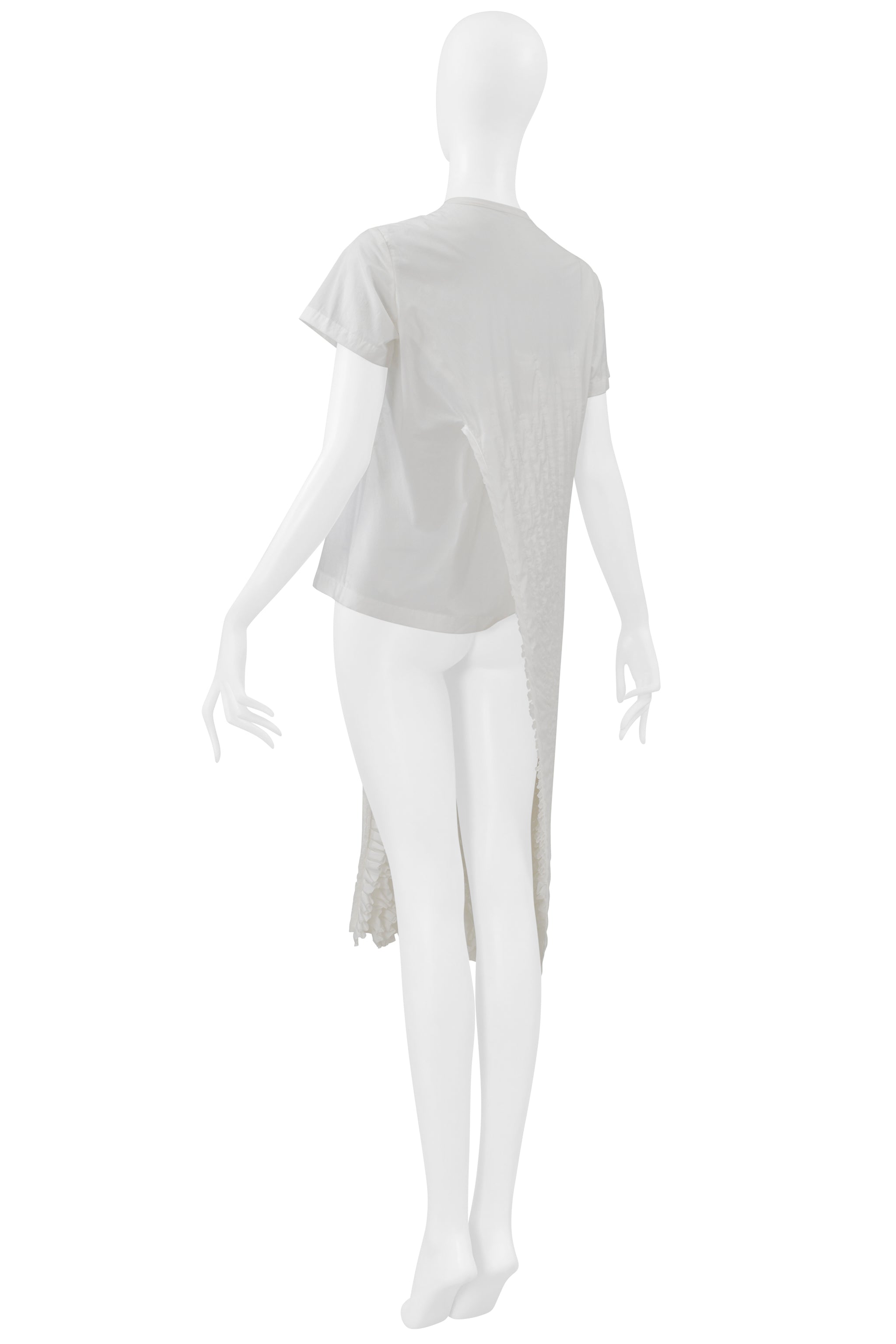 JUNYA WATANABE WHITE T-SHIRT WITH INTERIOR RUFFLE OVERLAY 2000