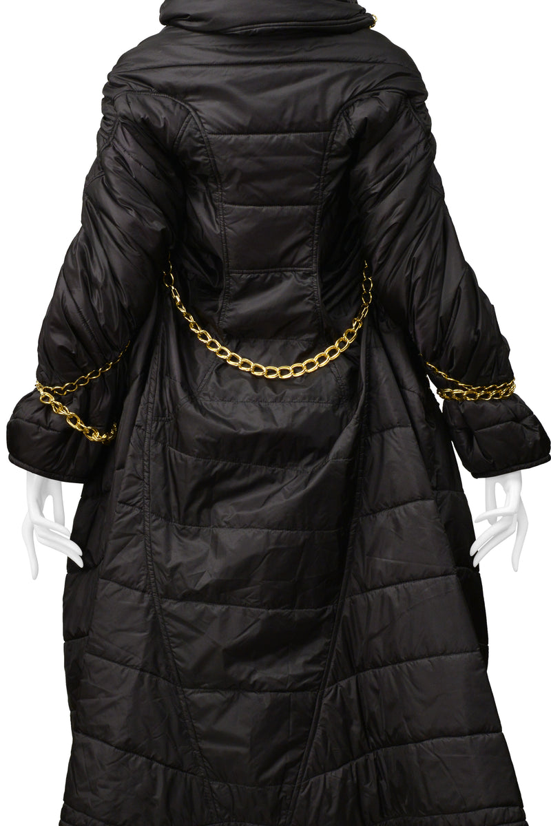 JUNYA WATANABE BLACK PUFFER COAT WITH GOLD CHAINS & HOOD 2009