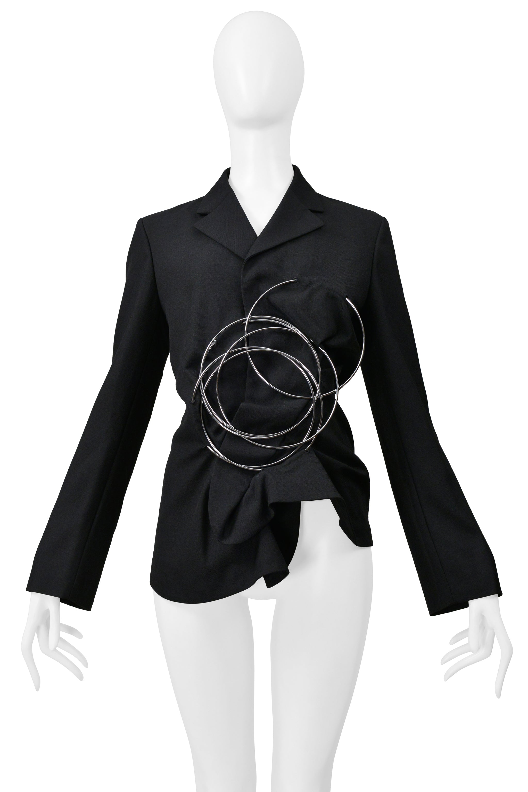 JUNYA WATANABE BLACK JACKET WITH DRAMATIC METAL RINGS 1999-2000