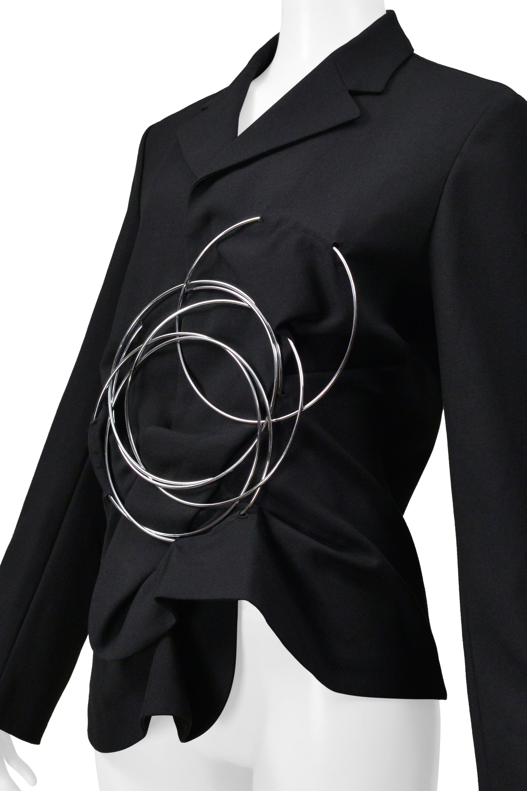 JUNYA WATANABE BLACK JACKET WITH DRAMATIC METAL RINGS 1999-2000