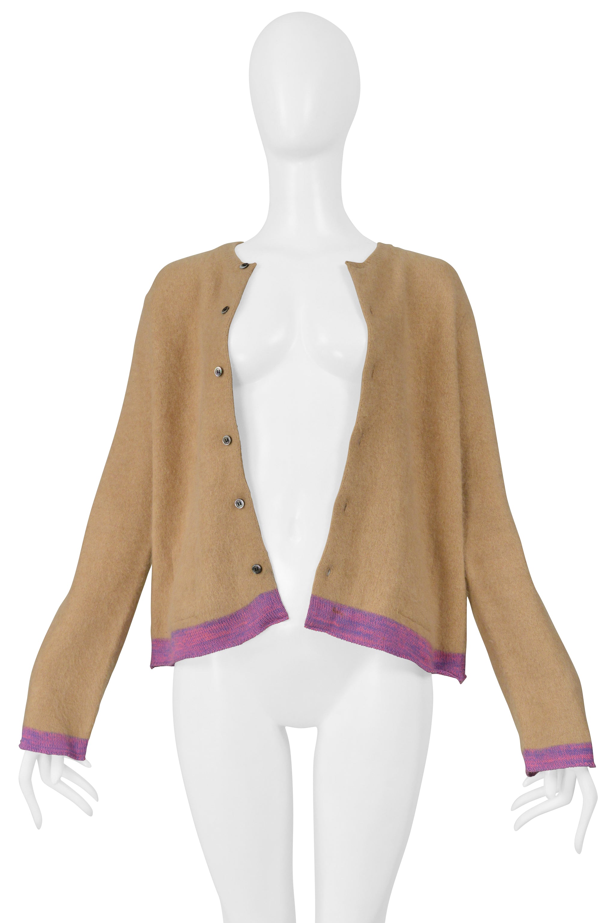 JUNYA WATANABE BROWN FELT CARDIGAN WITH CONTRASTING EDGES 2000-01