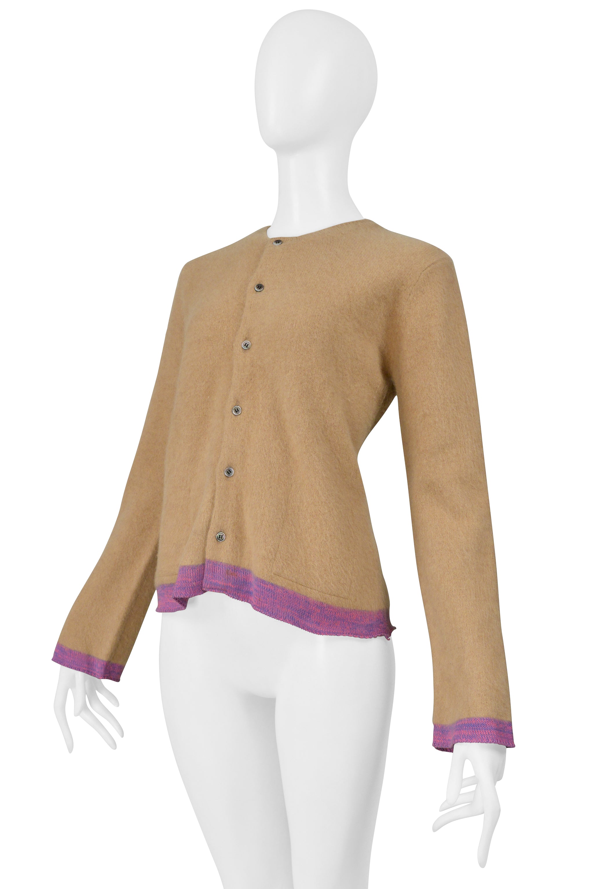 JUNYA WATANABE BROWN FELT CARDIGAN WITH CONTRASTING EDGES 2000-01