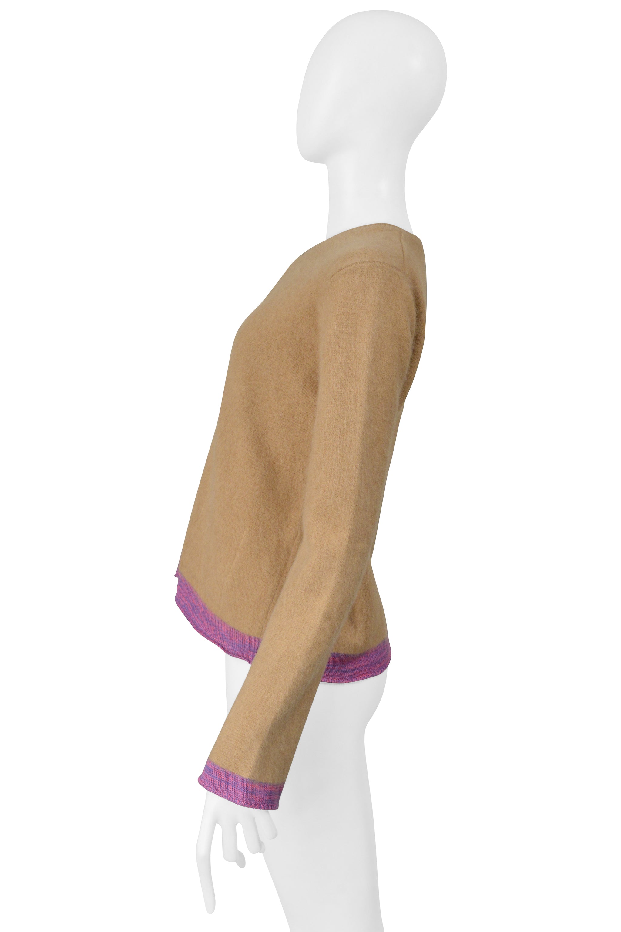 JUNYA WATANABE BROWN FELT CARDIGAN WITH CONTRASTING EDGES 2000-01