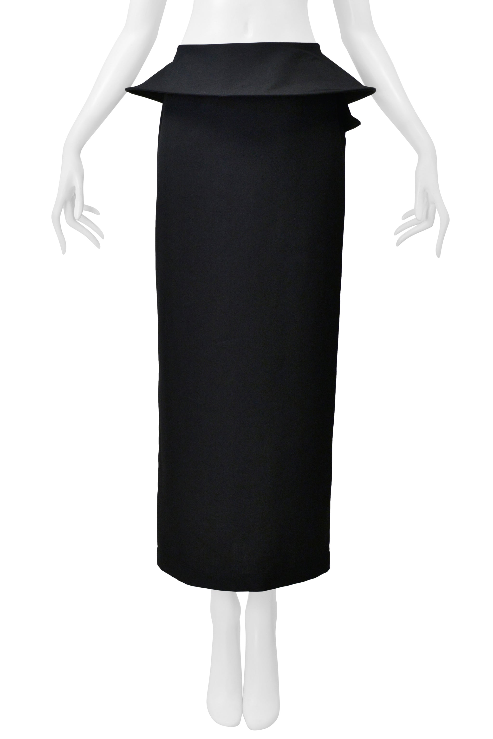 JUNYA WATANABE BLACK LONG PENCIL SKIRT WITH CIRCULAR DISCS WAISTBAND 2000