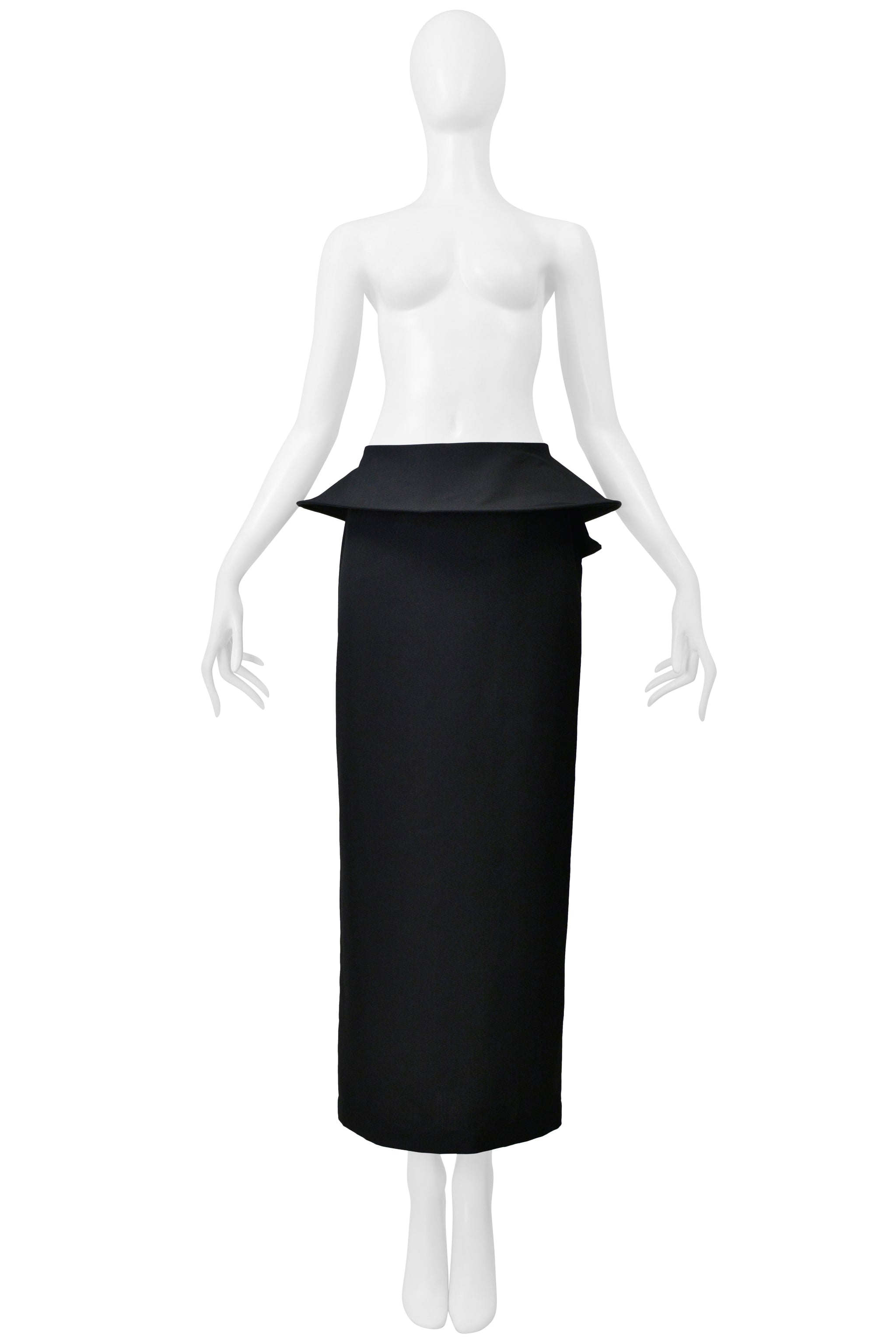 JUNYA WATANABE BLACK LONG PENCIL SKIRT WITH CIRCULAR DISCS WAISTBAND 2000