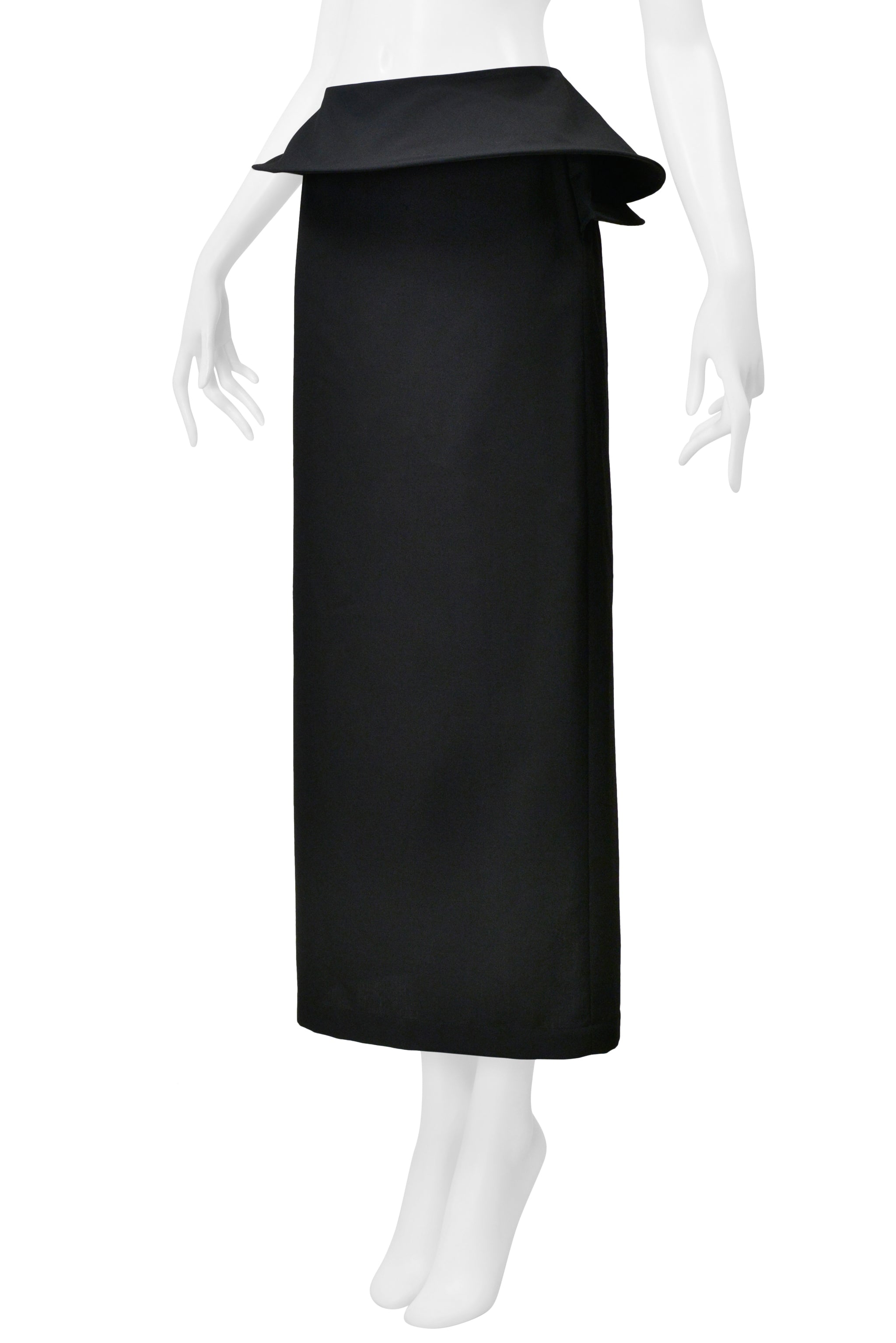 JUNYA WATANABE BLACK LONG PENCIL SKIRT WITH CIRCULAR DISCS WAISTBAND 2000