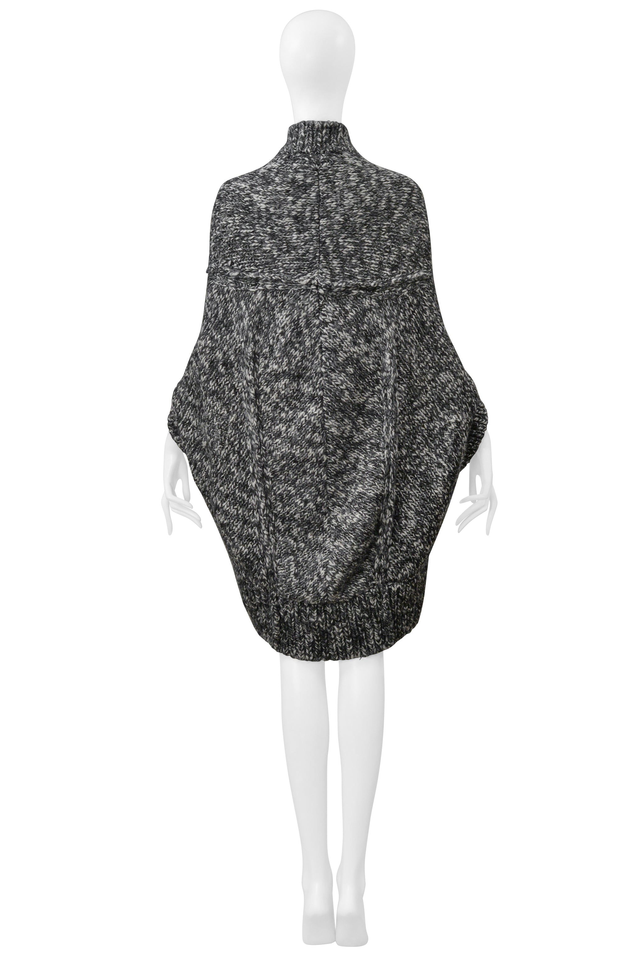 JUNYA WATANABE GREY MELANGE CARDIGAN CAPE SWEATER 2008