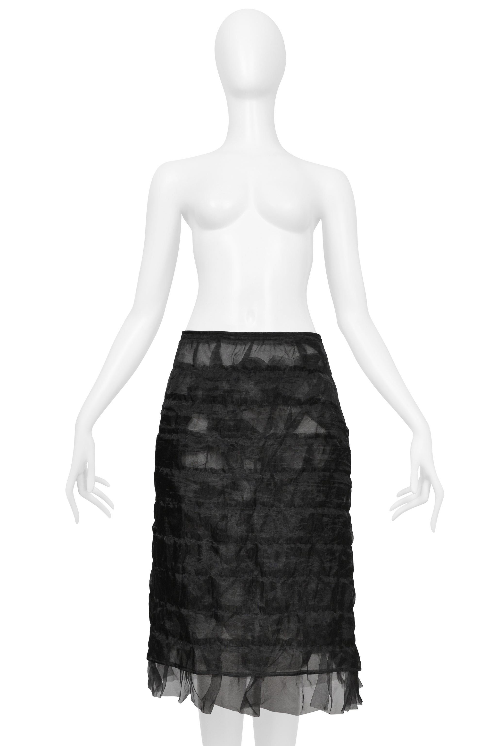 JUNYA WATANABE BLACK SHEER SKIRT WITH RUFFLES