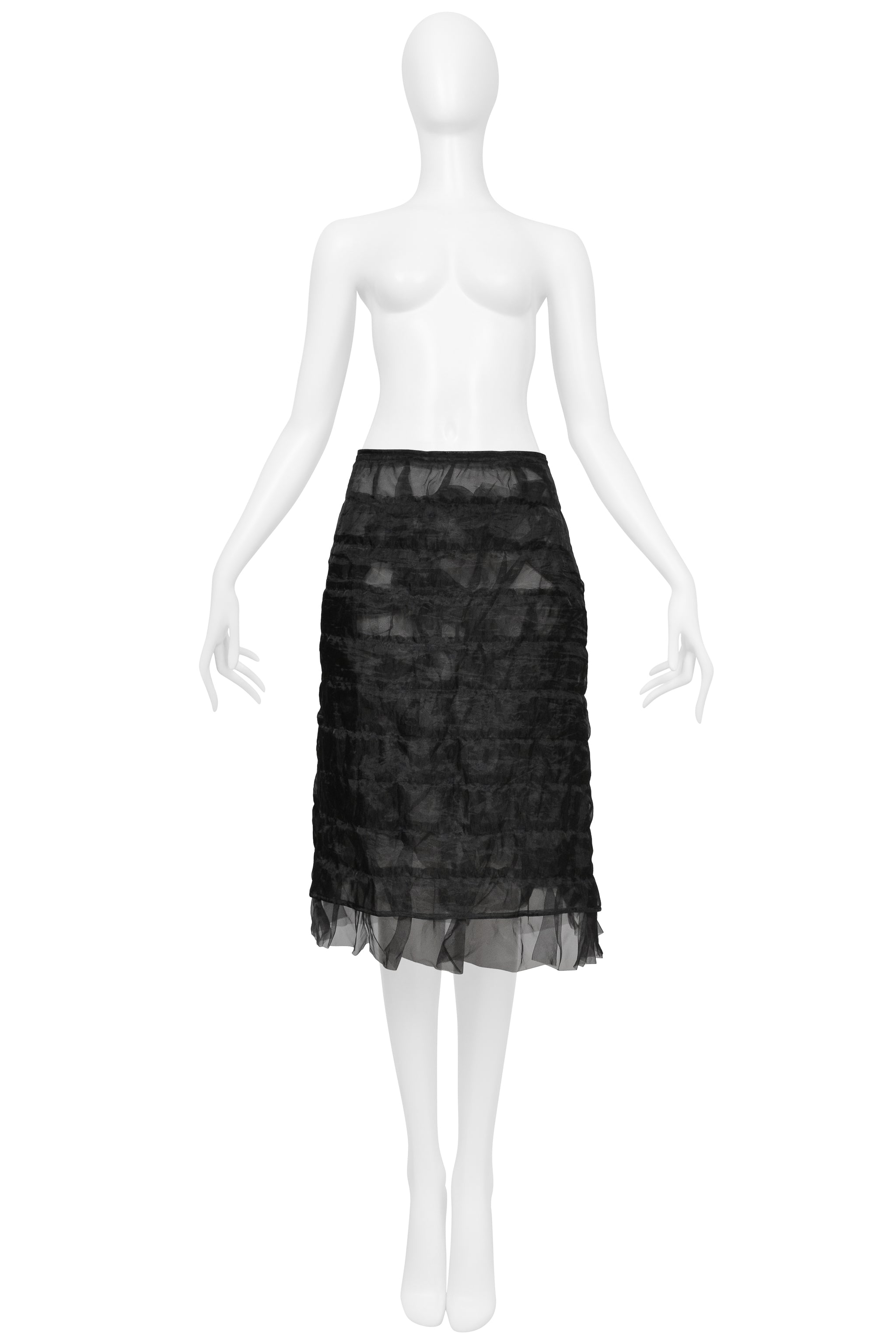 JUNYA WATANABE BLACK SHEER SKIRT WITH RUFFLES