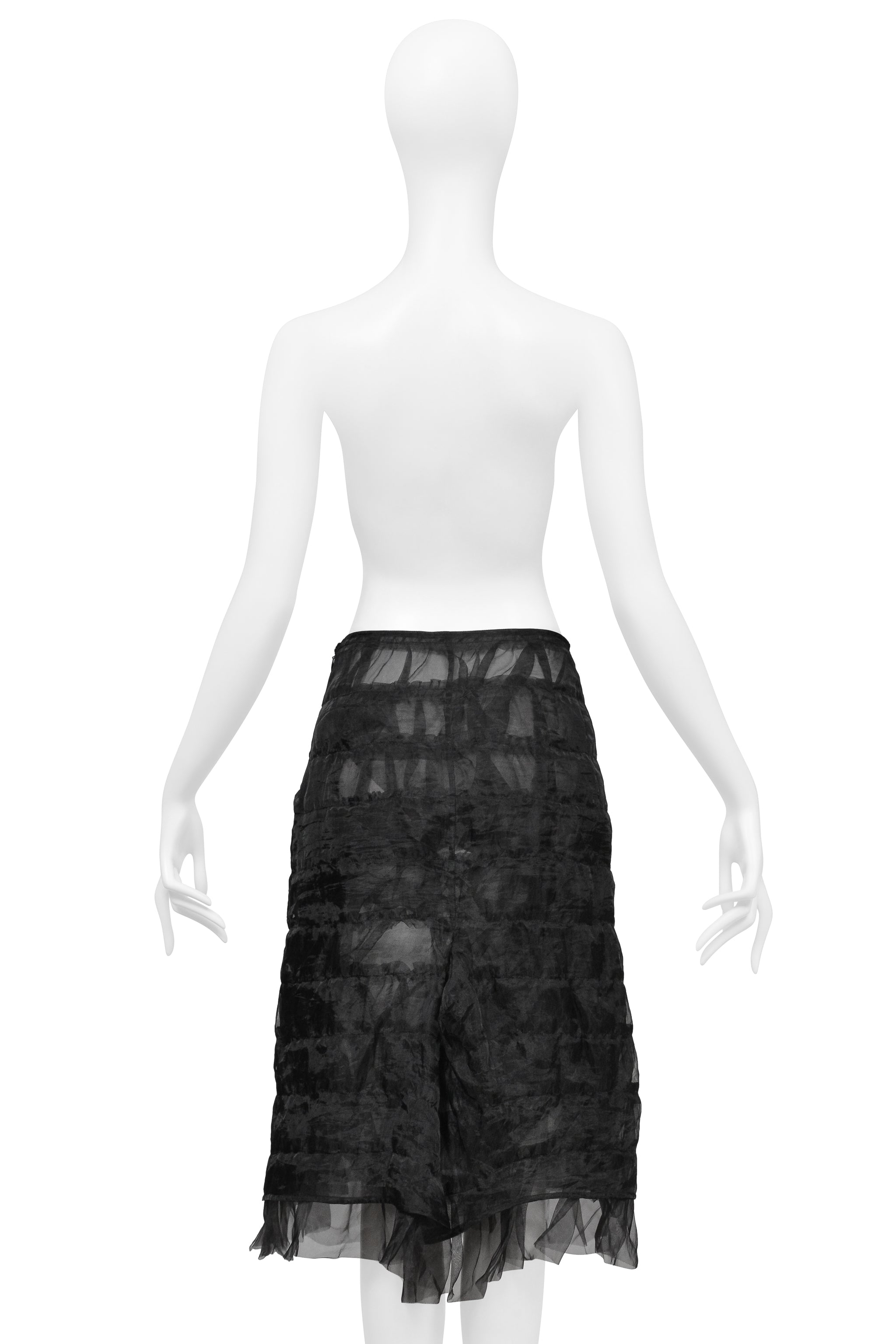 JUNYA WATANABE BLACK SHEER SKIRT WITH RUFFLES
