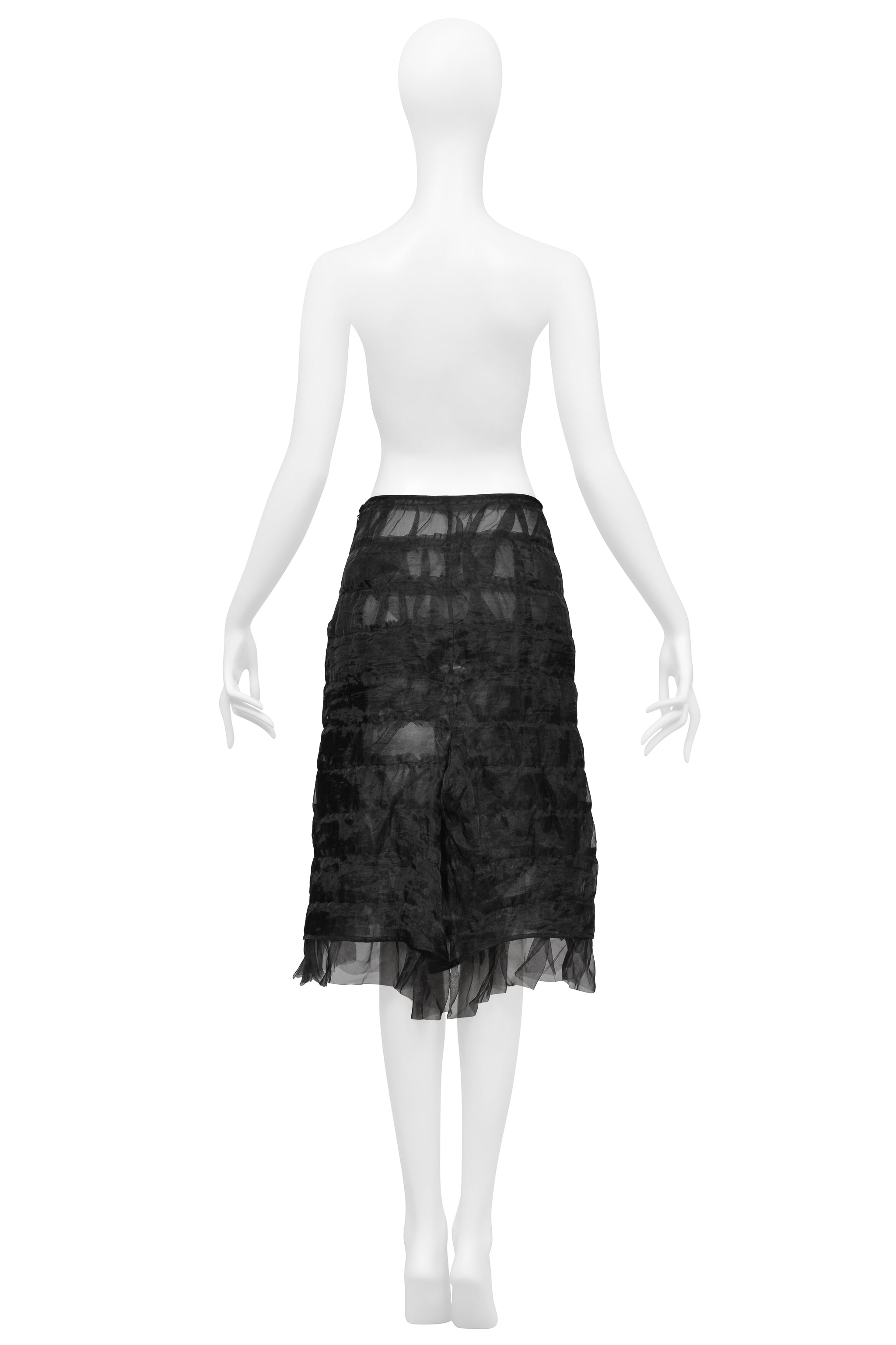 JUNYA WATANABE BLACK SHEER SKIRT WITH RUFFLES