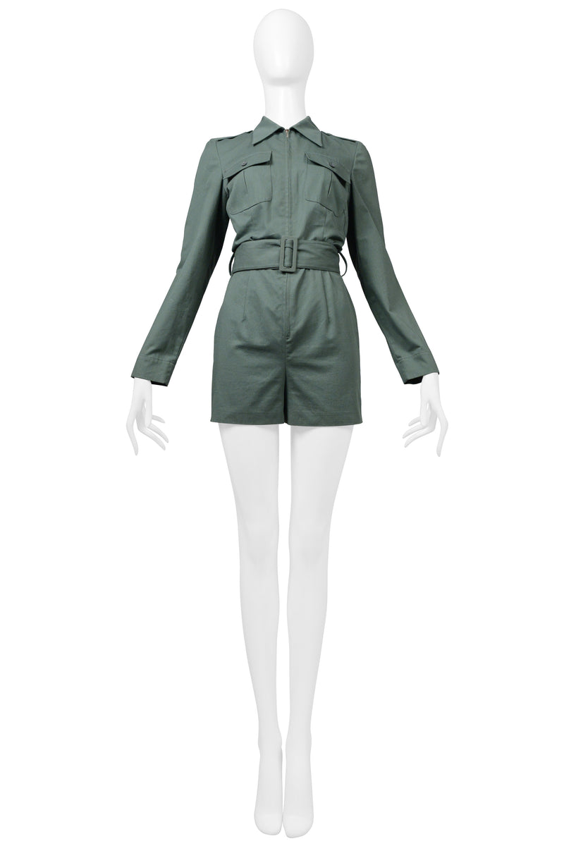 KATHARINE HAMNETT ARMY GREEN MINI SHORTS ROMPER