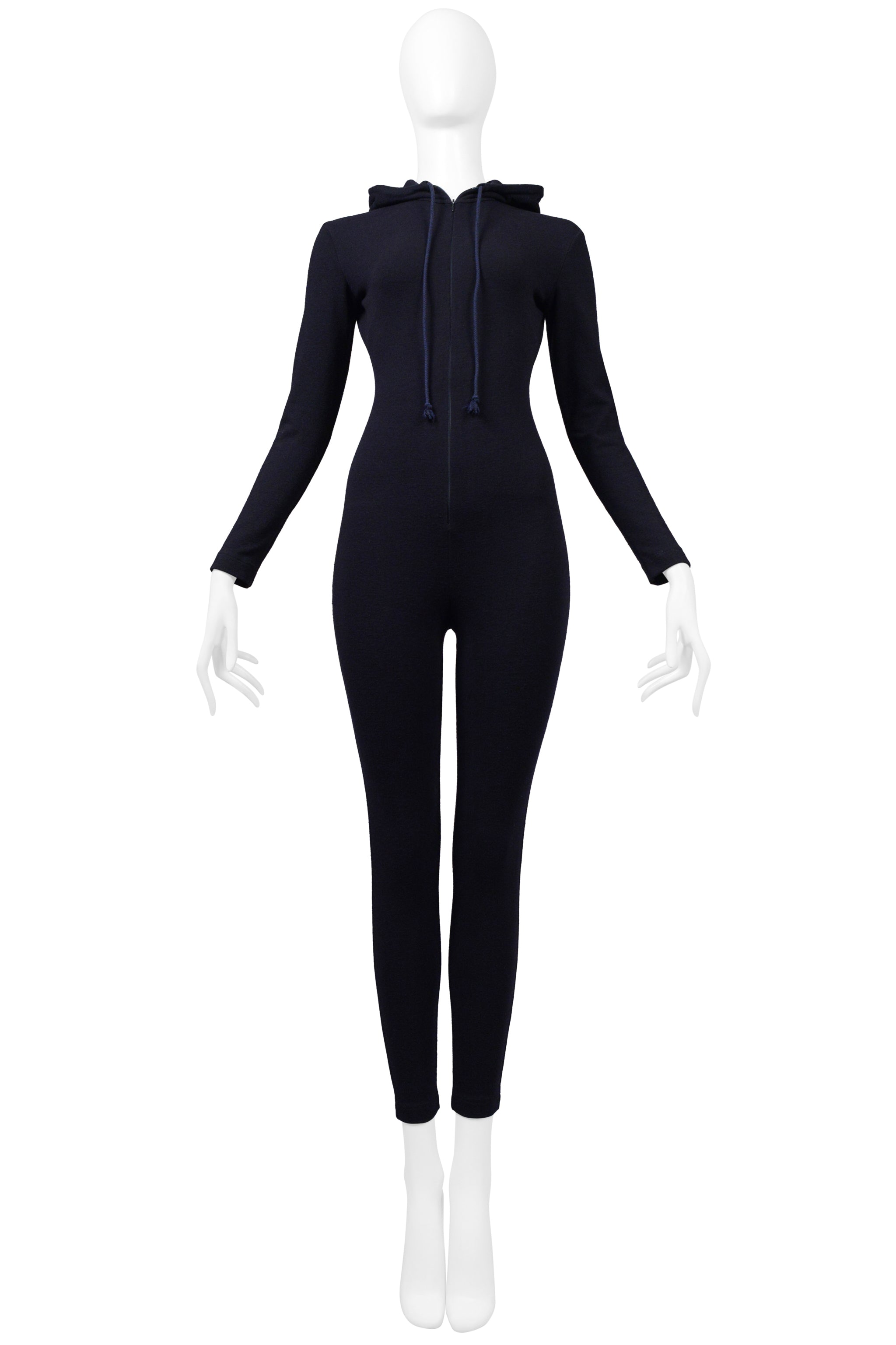 KATHARINE HAMNETT DARK NAVY JERSEY CATSUIT WITH HOOD