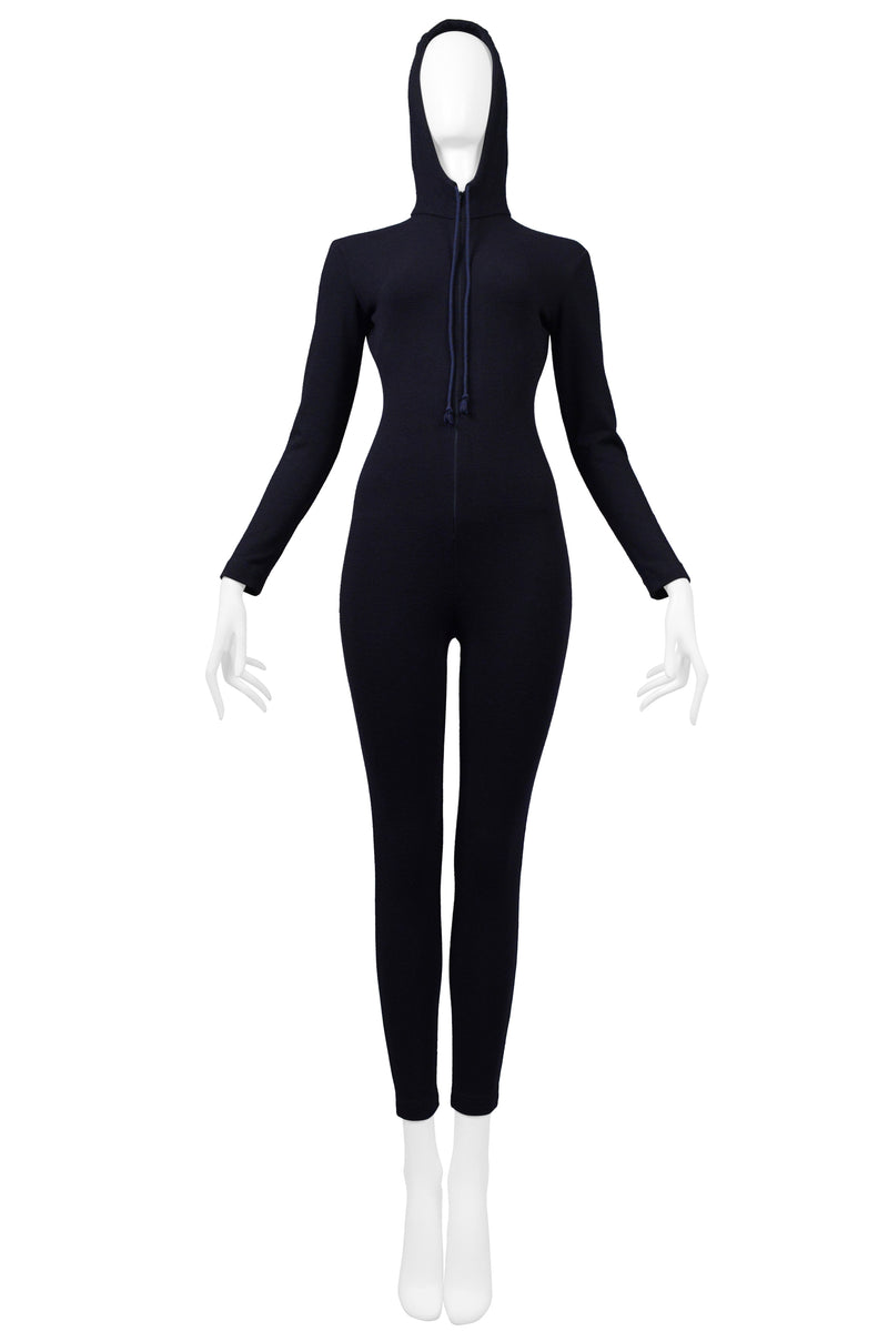 KATHARINE HAMNETT DARK NAVY JERSEY CATSUIT WITH HOOD