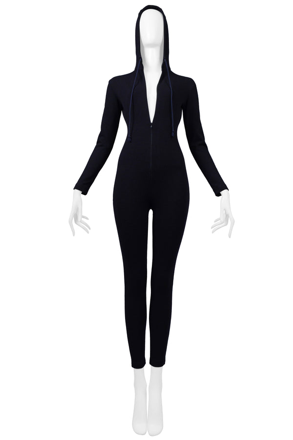 KATHARINE HAMNETT DARK NAVY JERSEY CATSUIT WITH HOOD