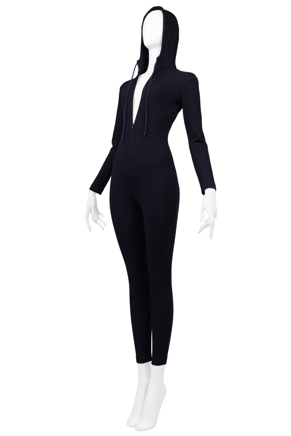 KATHARINE HAMNETT DARK NAVY JERSEY CATSUIT WITH HOOD