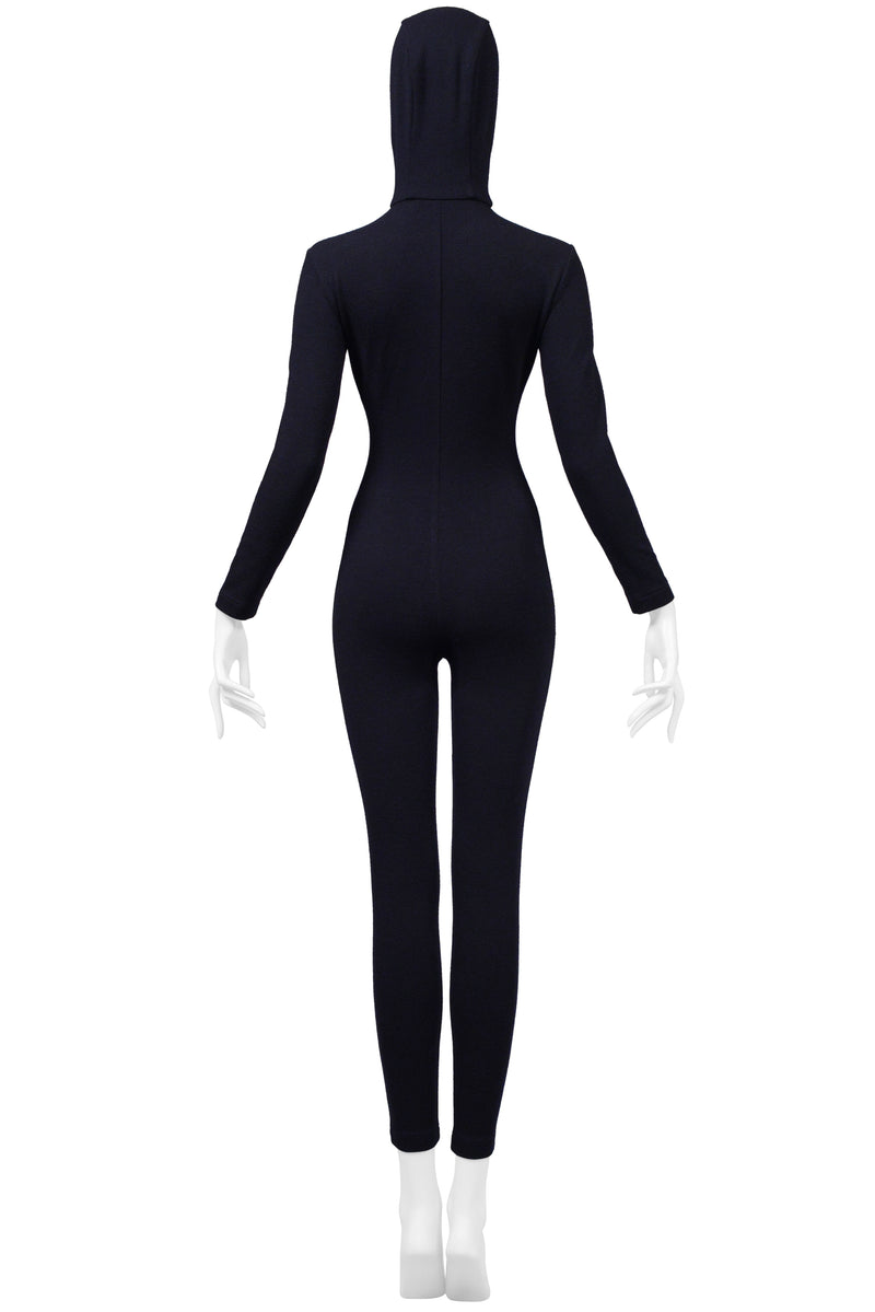 KATHARINE HAMNETT DARK NAVY JERSEY CATSUIT WITH HOOD