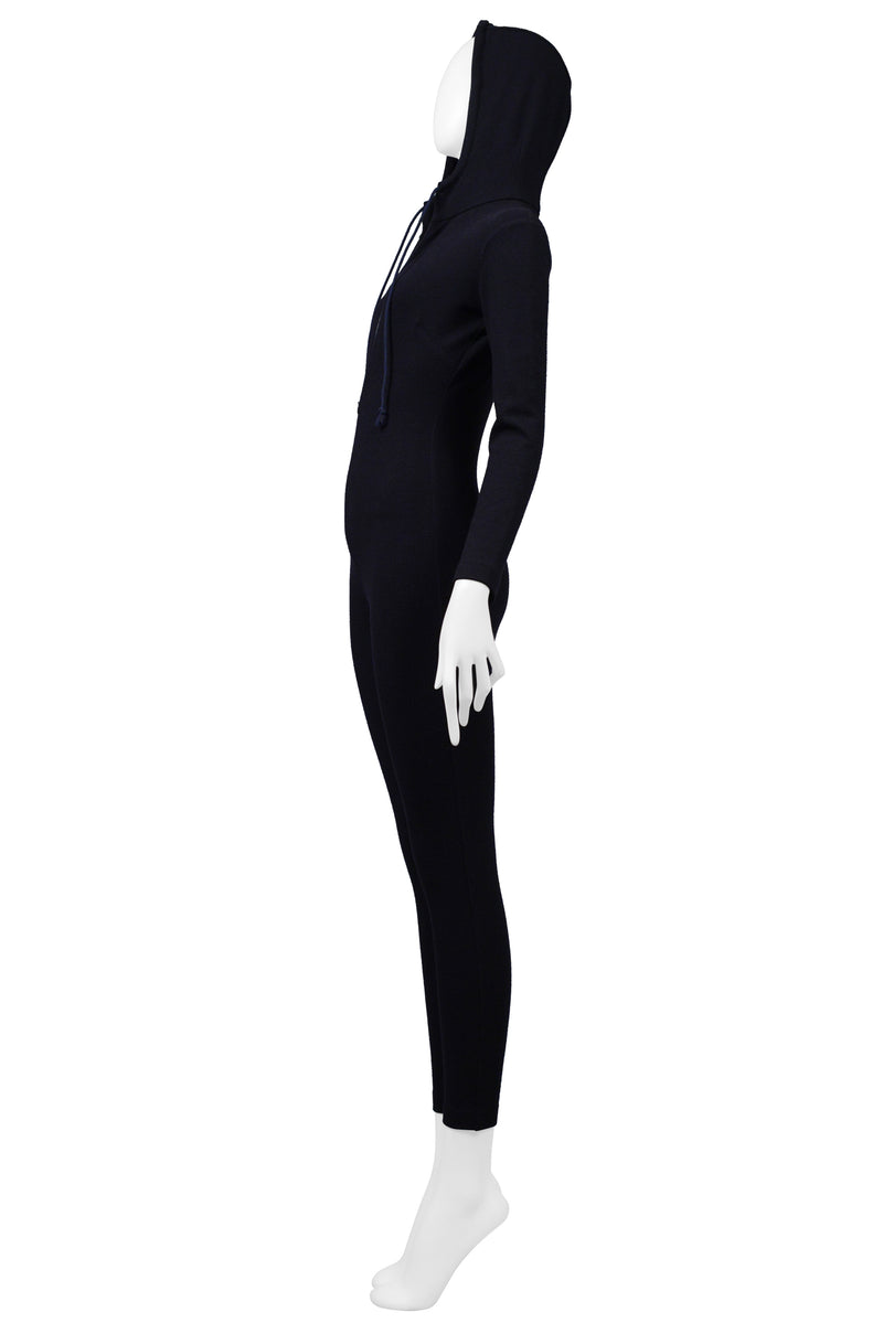 KATHARINE HAMNETT DARK NAVY JERSEY CATSUIT WITH HOOD