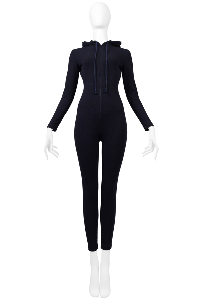 KATHARINE HAMNETT DARK NAVY JERSEY CATSUIT WITH HOOD