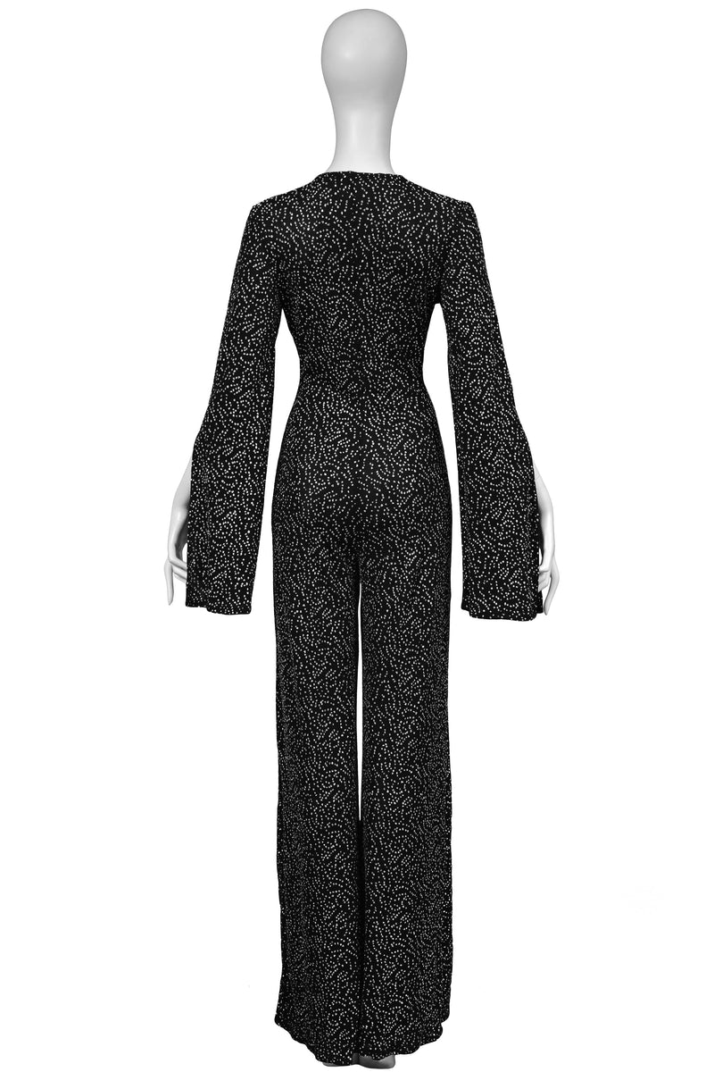 KATY RODRIGUEZ BLACK JERSEY CUTOUT JUMPSUIT WITH SILVER GLITTER