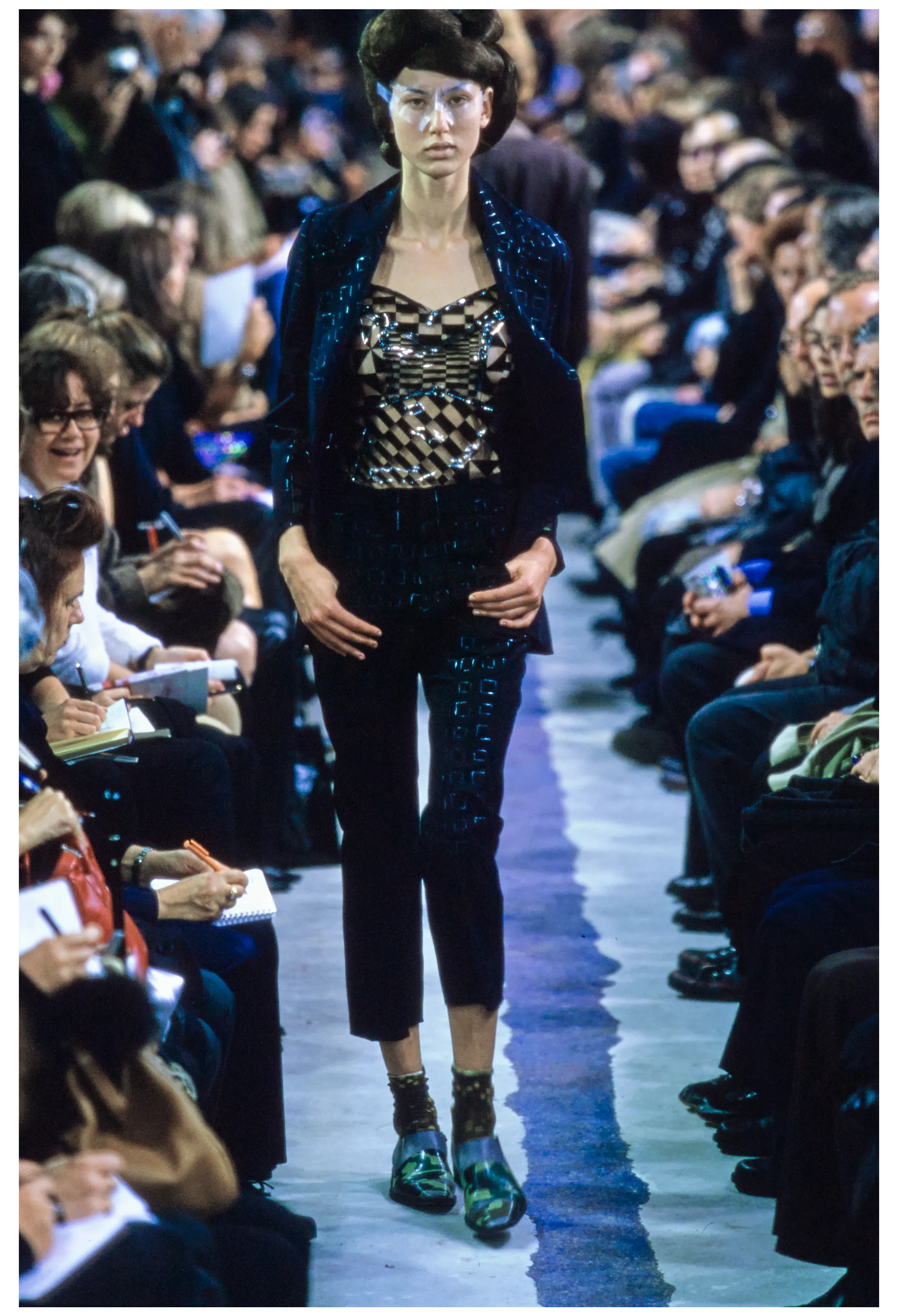 COMME DES GARÇONS OPTICAL SHOCK VINYL CHECKERBOARD CORSET TOP 2001