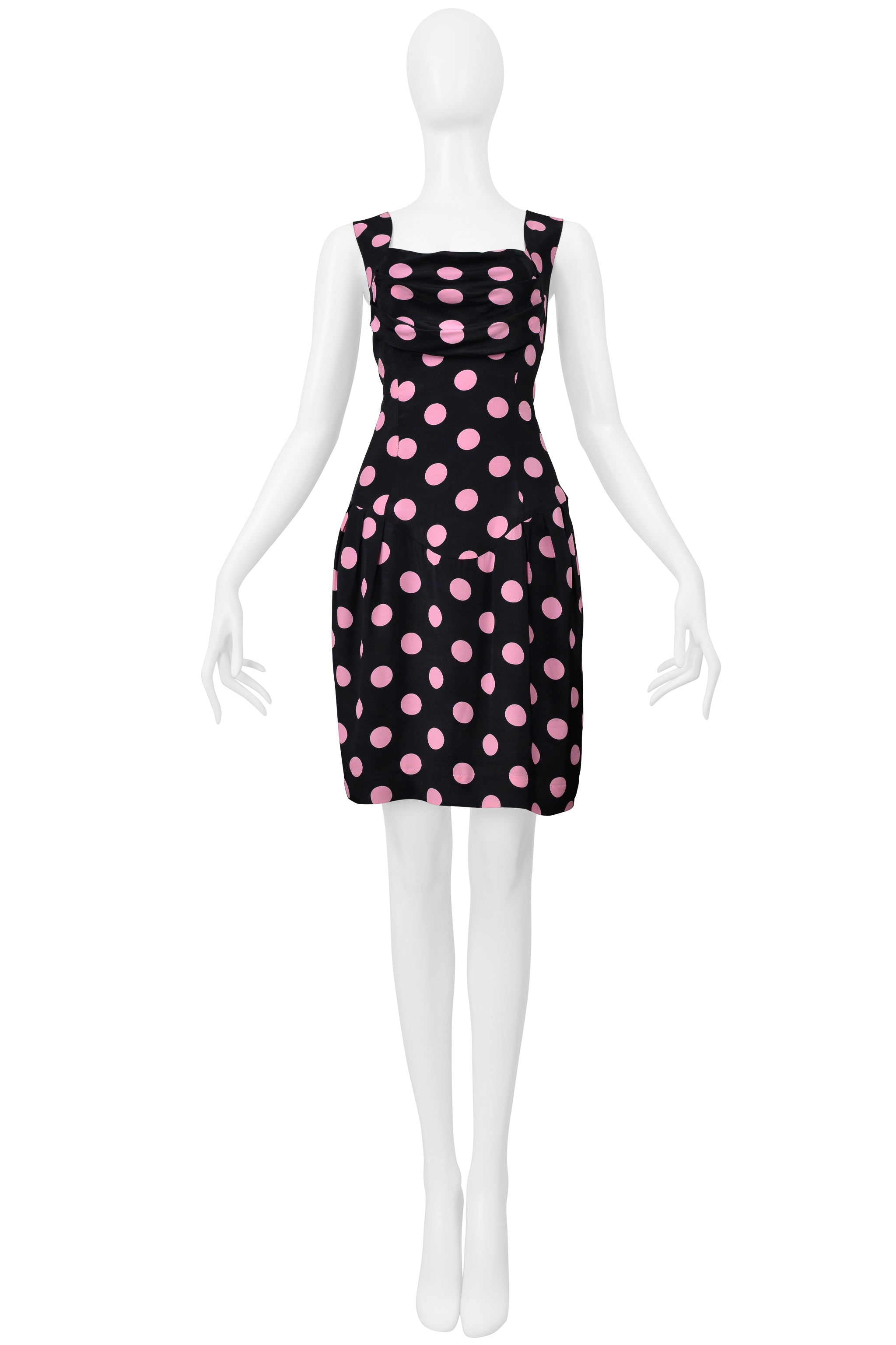 CHRISTIAN LACROIX BLACK DRESS WITH PINK POLKA DOTS
