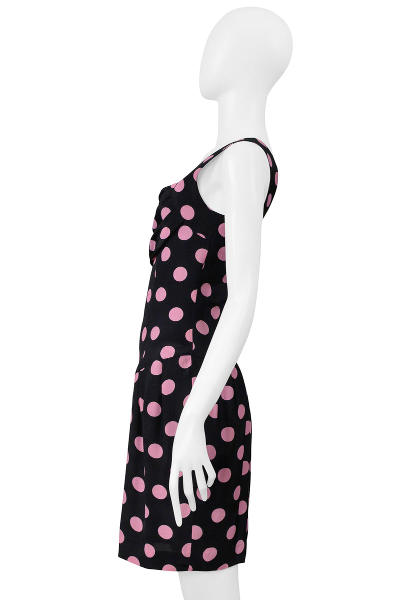 CHRISTIAN LACROIX BLACK DRESS WITH PINK POLKA DOTS