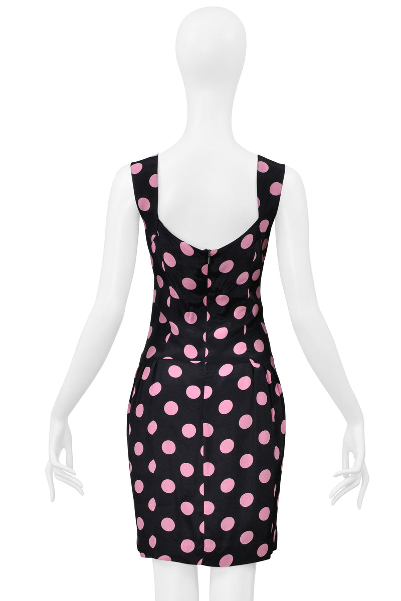 CHRISTIAN LACROIX BLACK DRESS WITH PINK POLKA DOTS