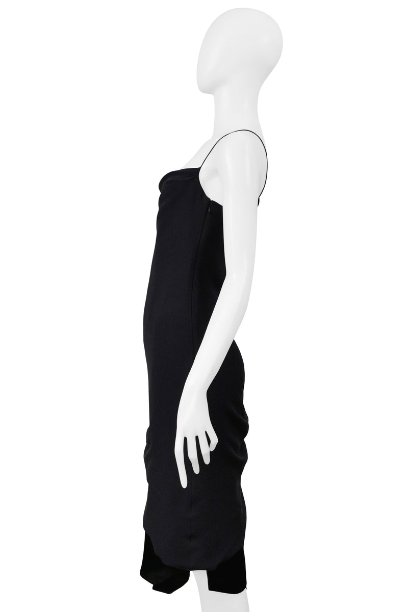CHRISTIAN LACROIX BLACK ASYMMETRICAL STRAP DRESS WITH VELVET INSETS