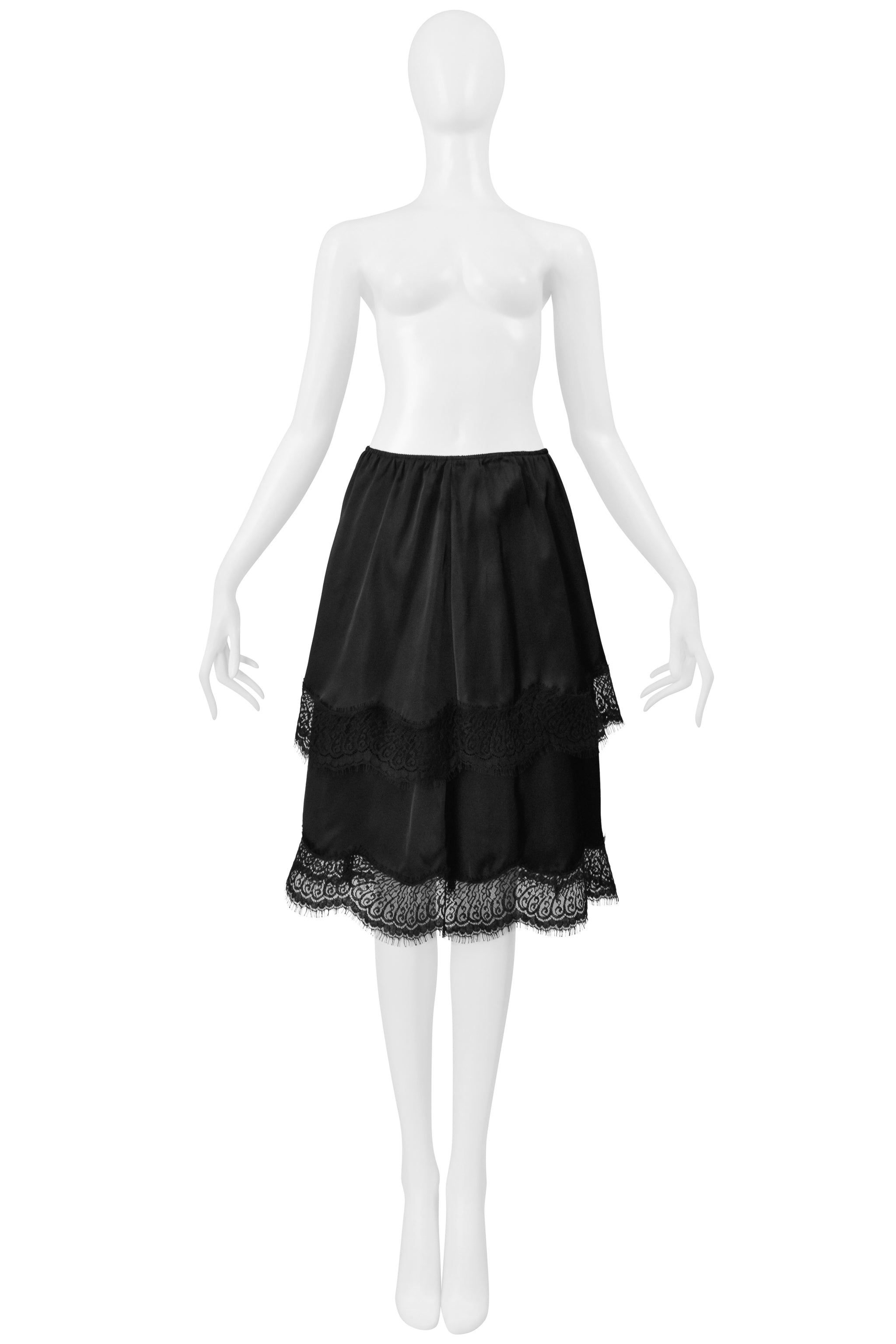 LANVIN BY ALBER ELBAZ BLACK LACE LAYERED SKIRT