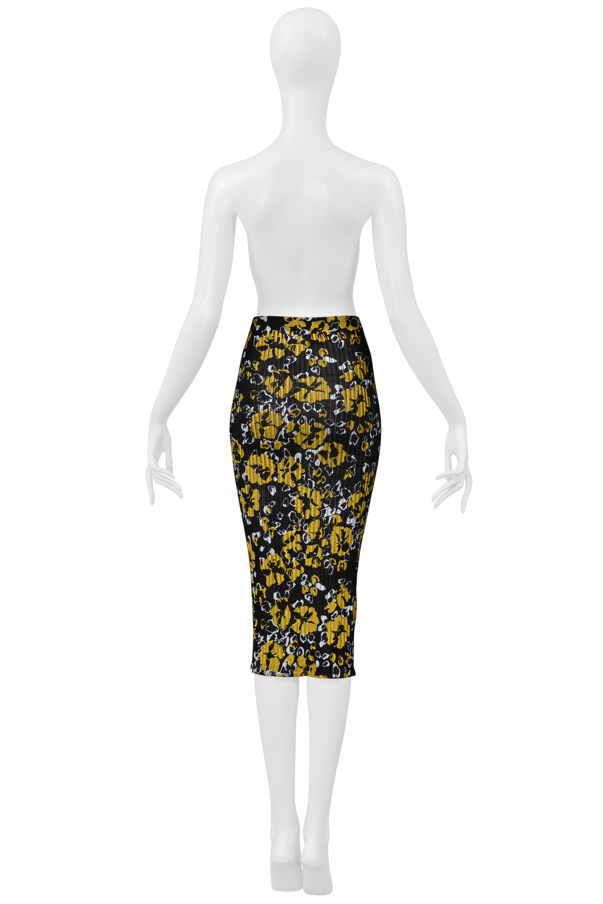 LANVIN BLACK, YELLOW, AND WHITE FLORAL PRINTED SKIRT ENSEMBLE